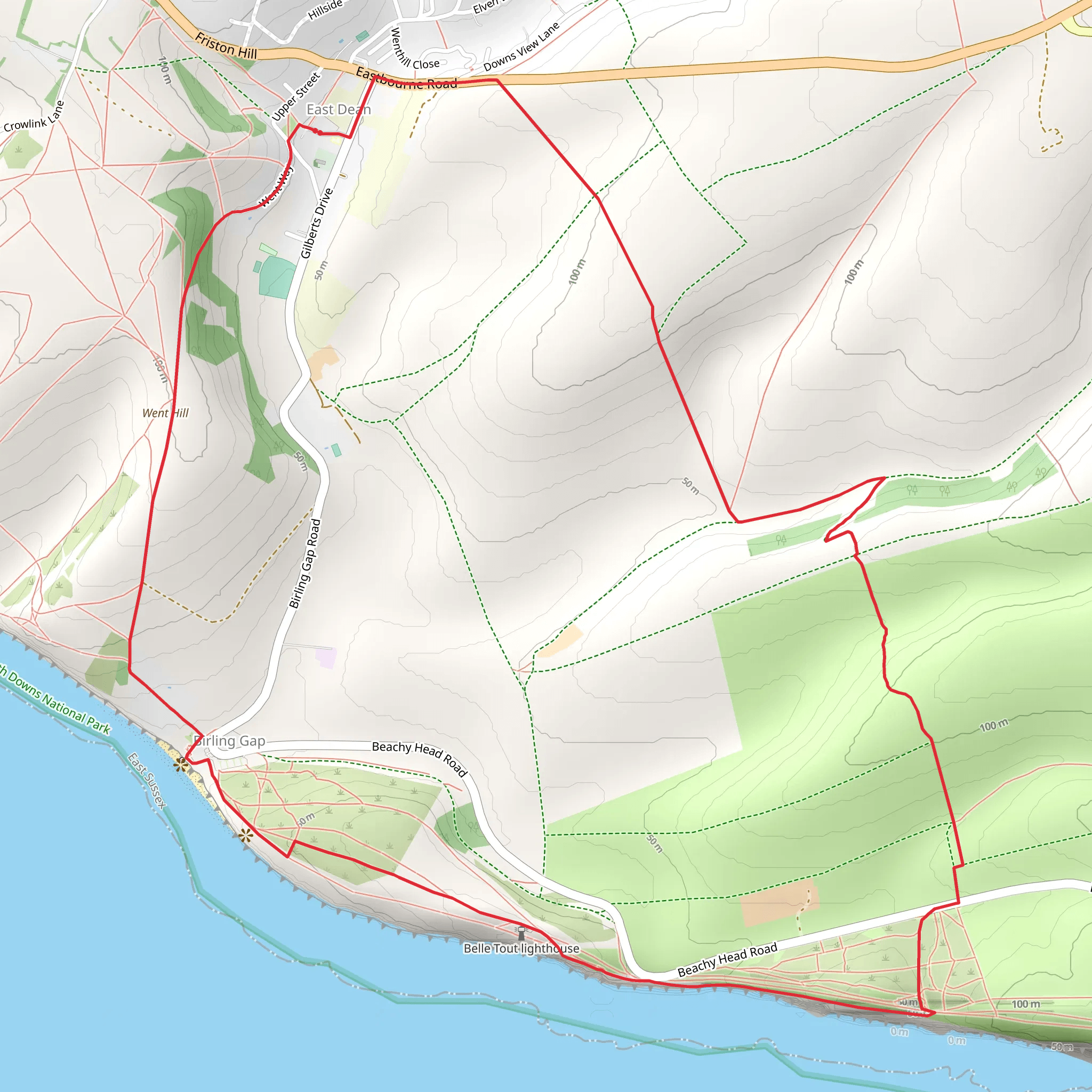 East Dean to Birling Gap Loop mobile static map