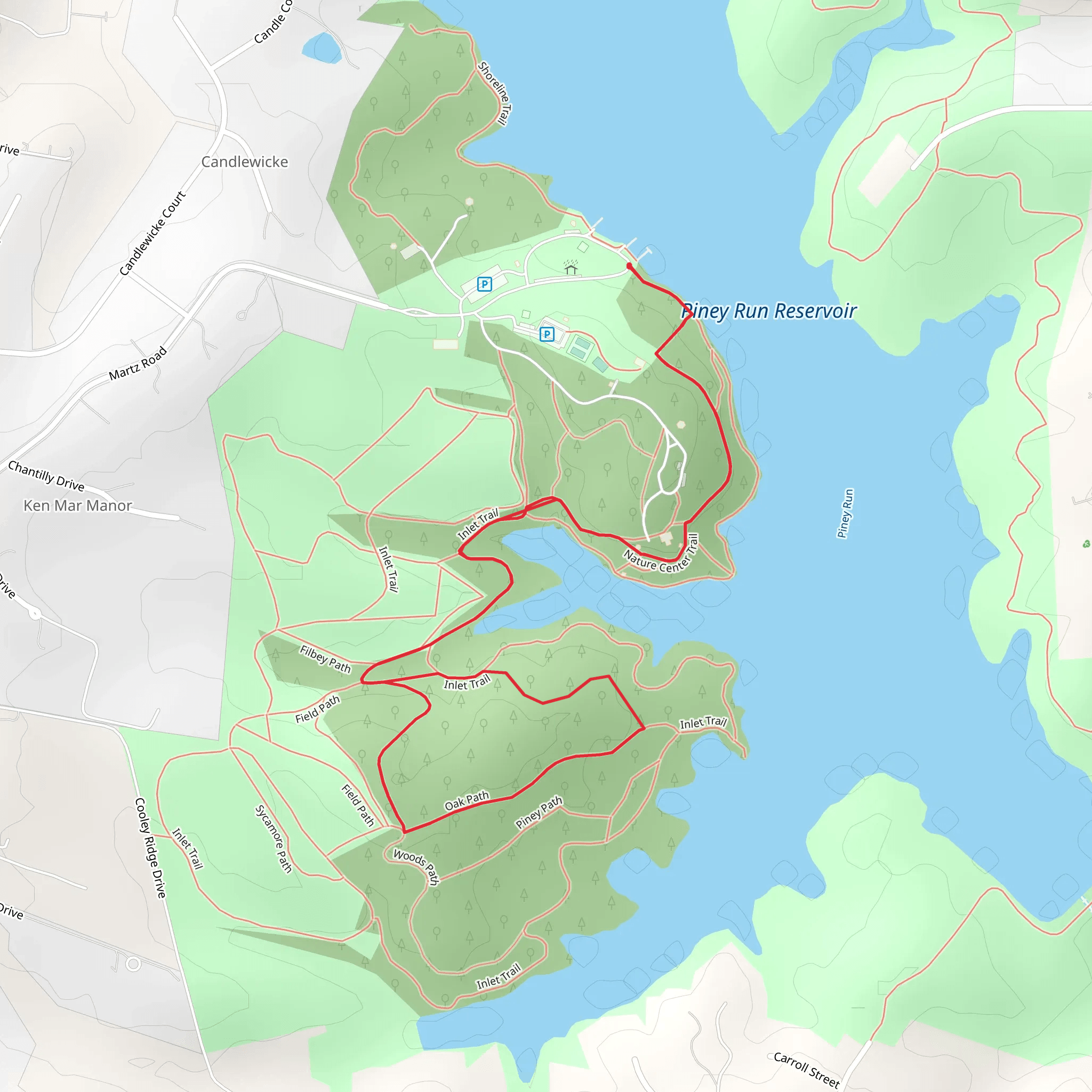 Nature Center Trail and Oak Path Loop mobile static map