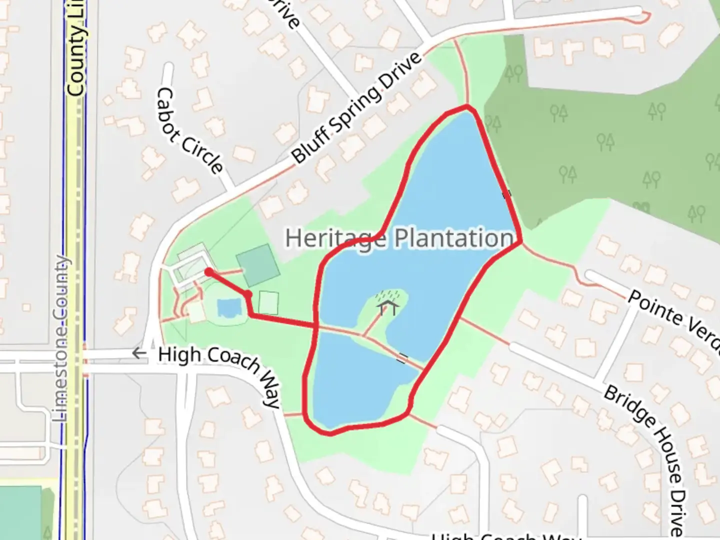 An image depicting the trail Heritage Park Loop and its surrounding area.