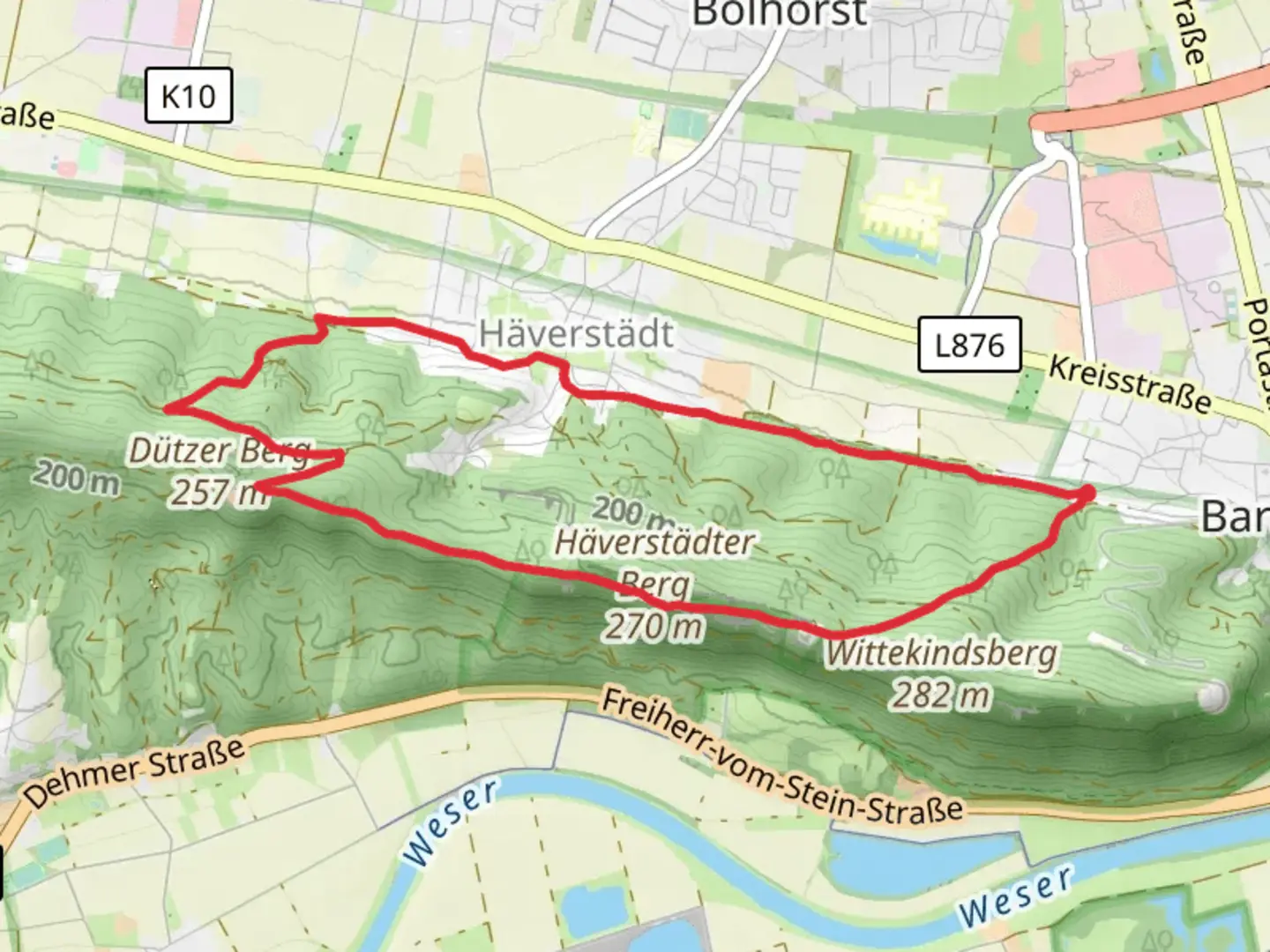 An image depicting the trail Zum Wilden Schmied, Konigsberg, Haverstadter Berg and Wittekindsberg Loop and its surrounding area.