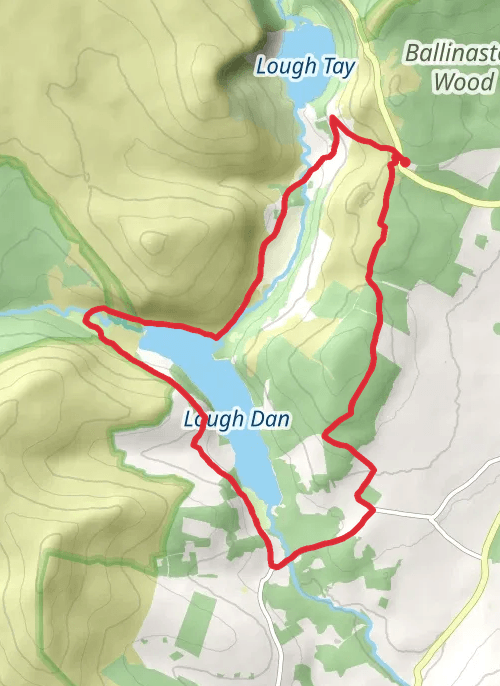 Hike on Circuit of Lough Dan mobile static map