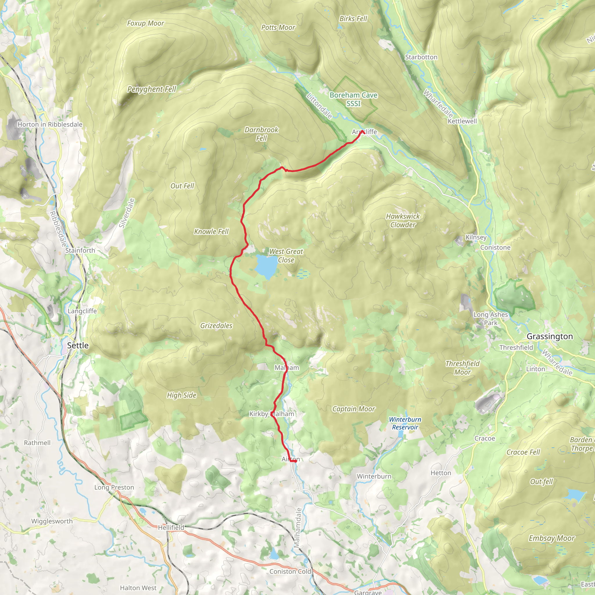Calton to Arncliffe Walk mobile static map