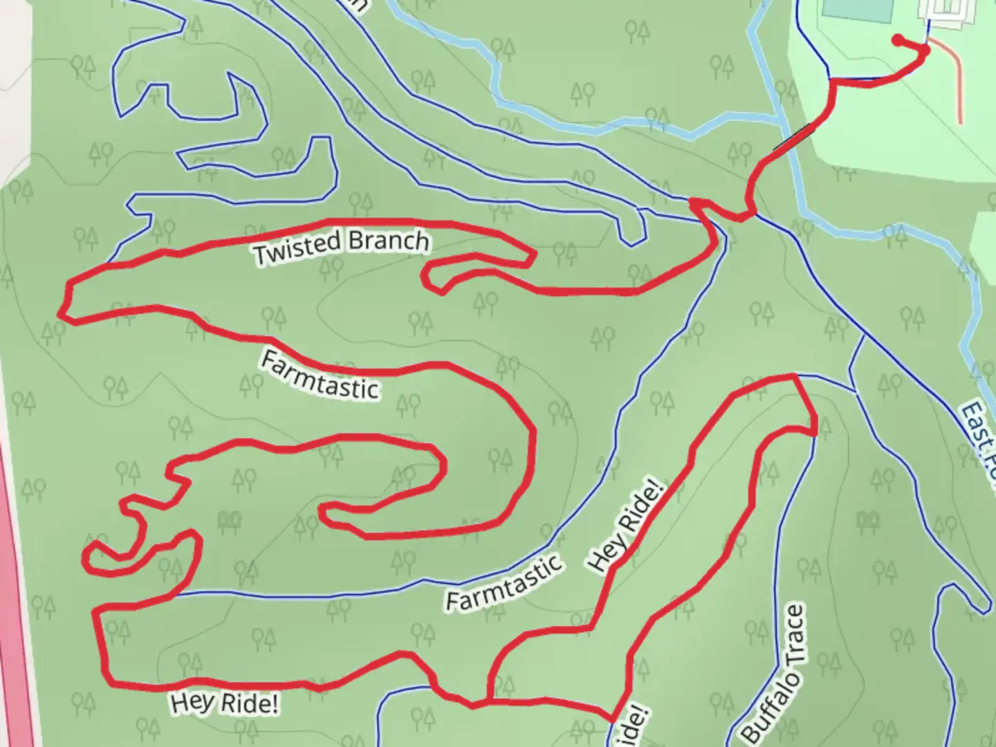 An image depicting the trail Farmtastic Loop and its surrounding area.