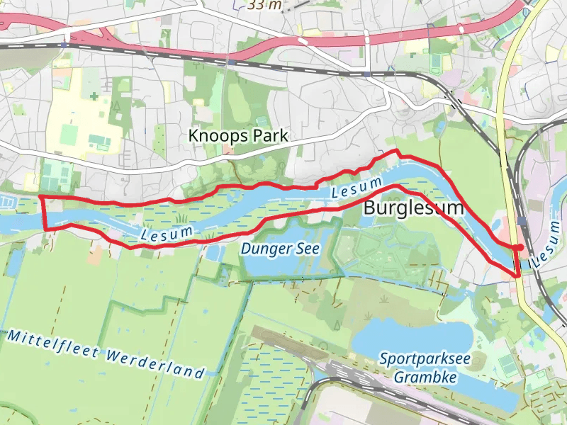 Bremen-Burg to Lesumsperrwerk Loop via River Lesum mobile static map