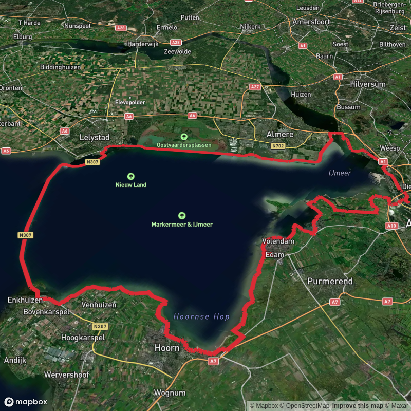 Waterlandse Zeedijk, Maarkerwaarddijk, Oostvaardersdijk and Nesciobrug Loop