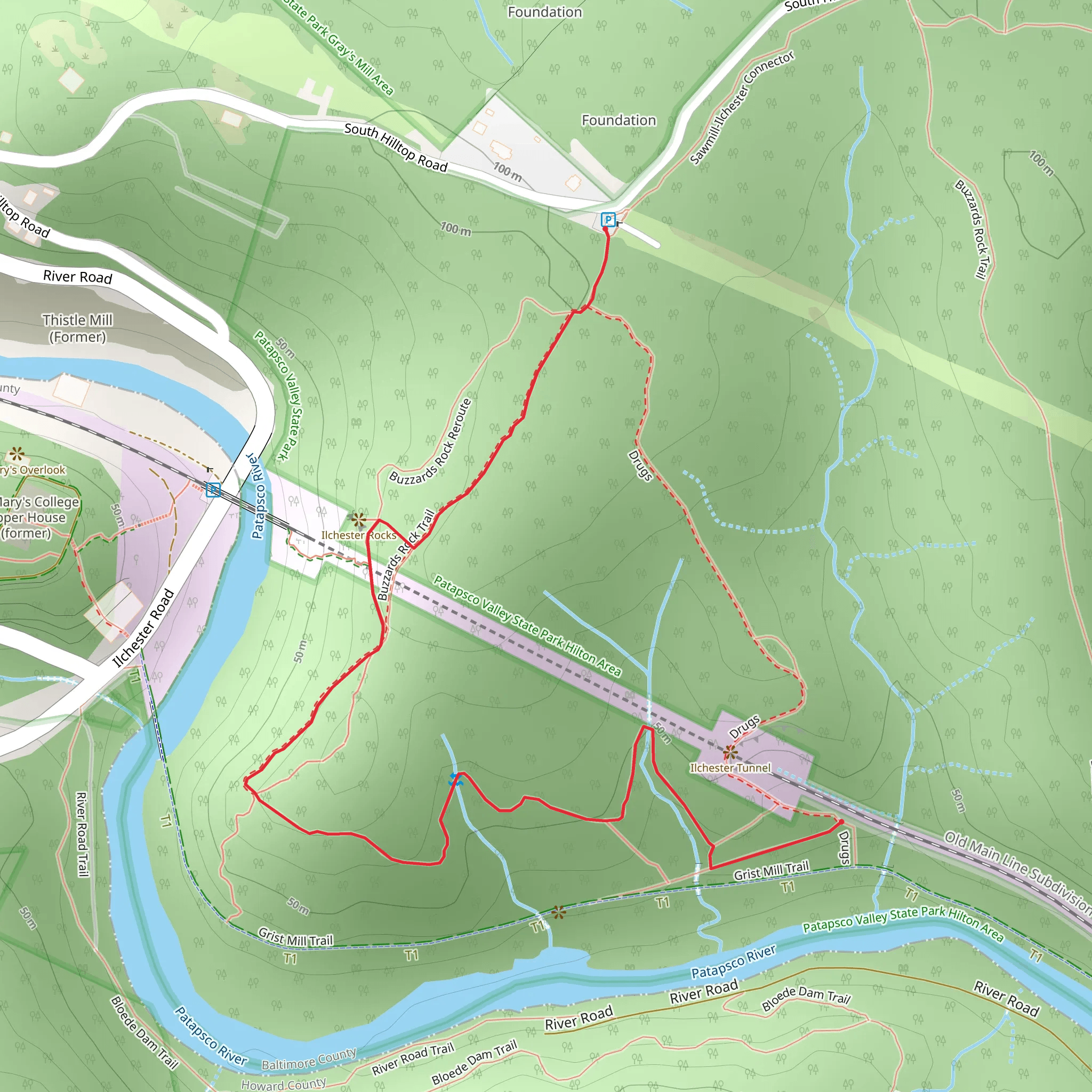 Buzzards Rock Reroute Out and Back mobile static map