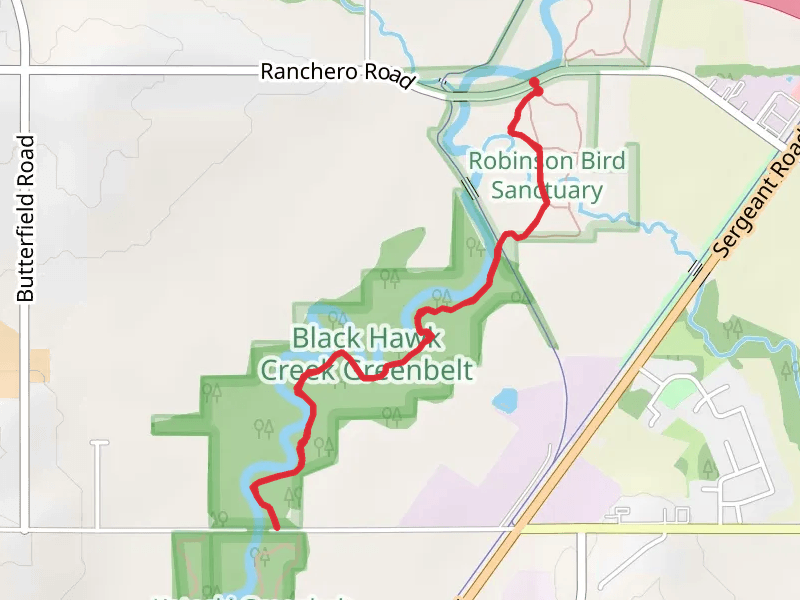 Walk along Black Hawk Creek from Ranchero Road