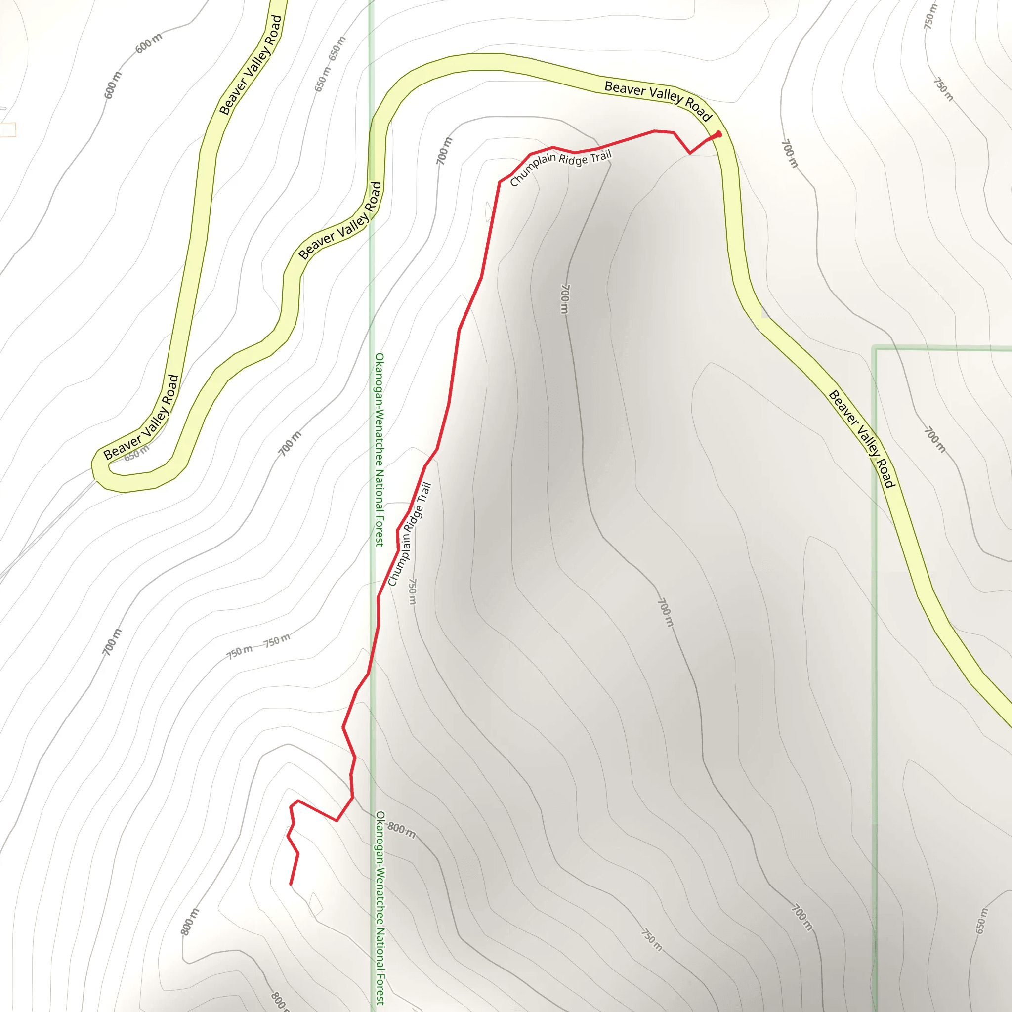 Chumplain Ridge Trail - Short mobile static map