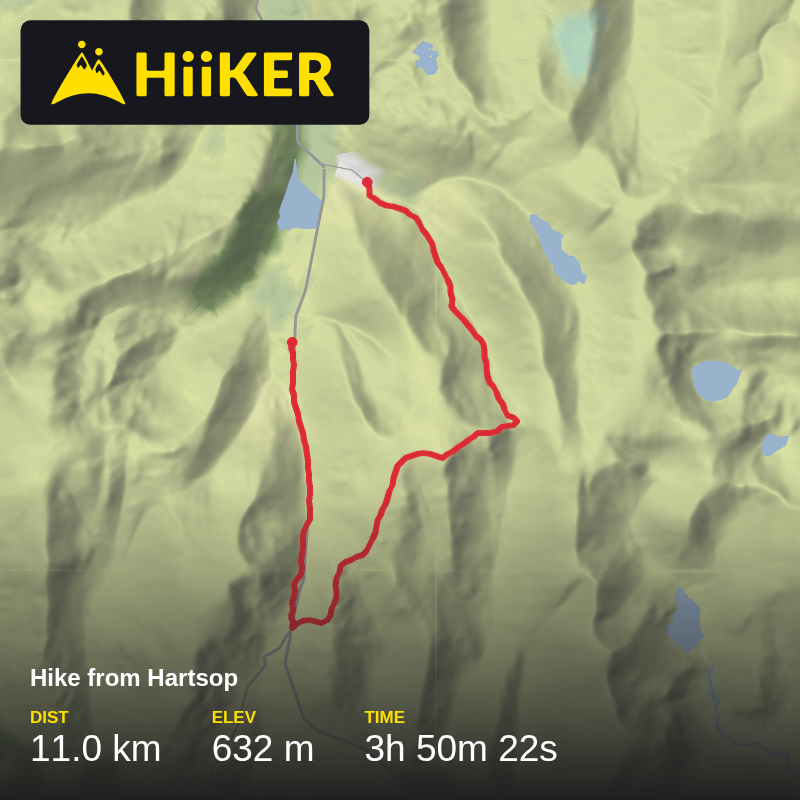 A map preview of the recording Hike from Hartsop.