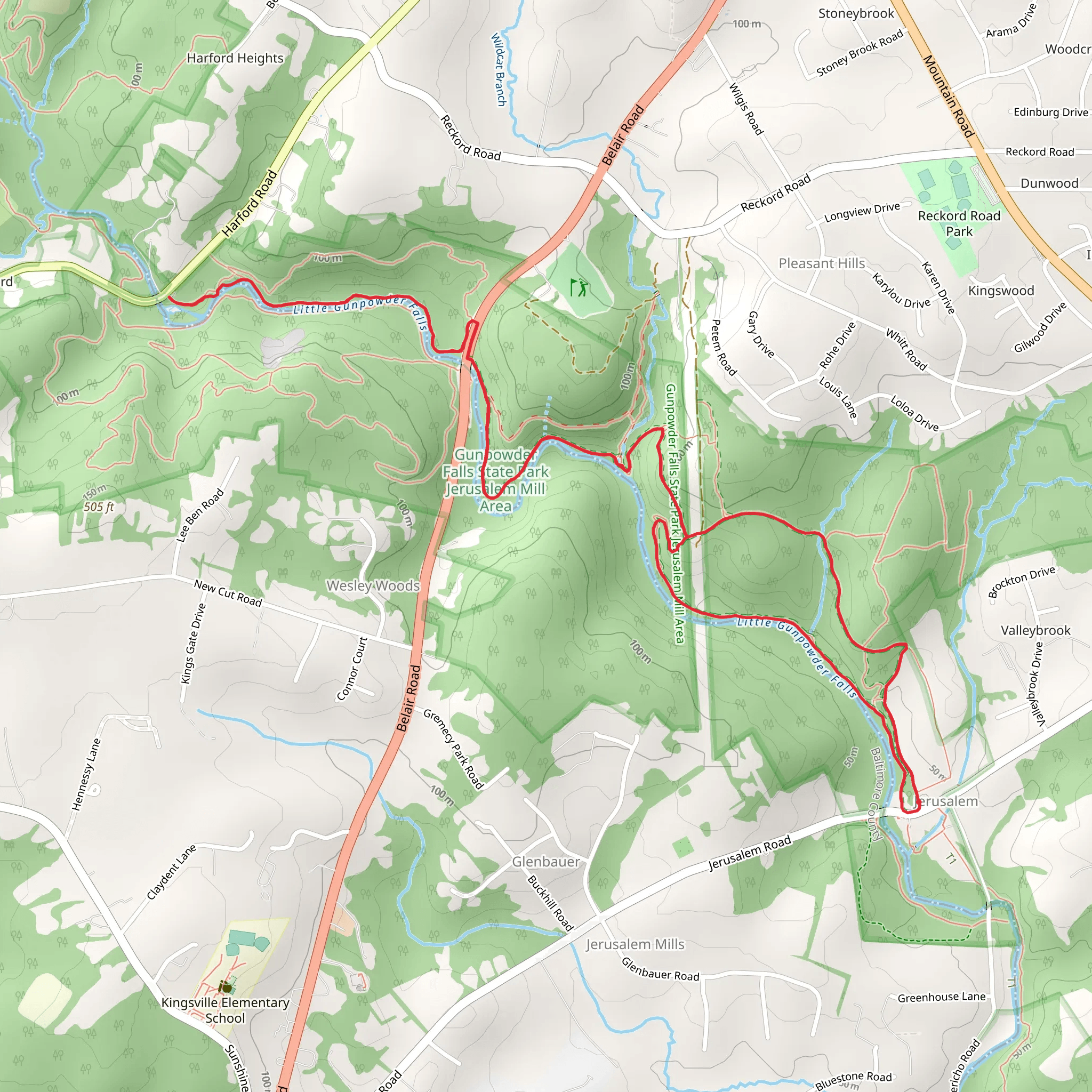 Jerusalem Mills and Little Gunpowder Loop Trail mobile static map
