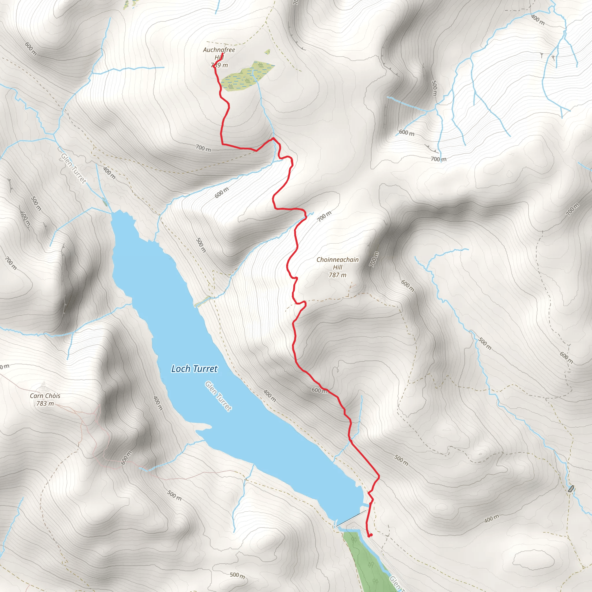 Auchnafree Hill via Powerhouse mobile static map