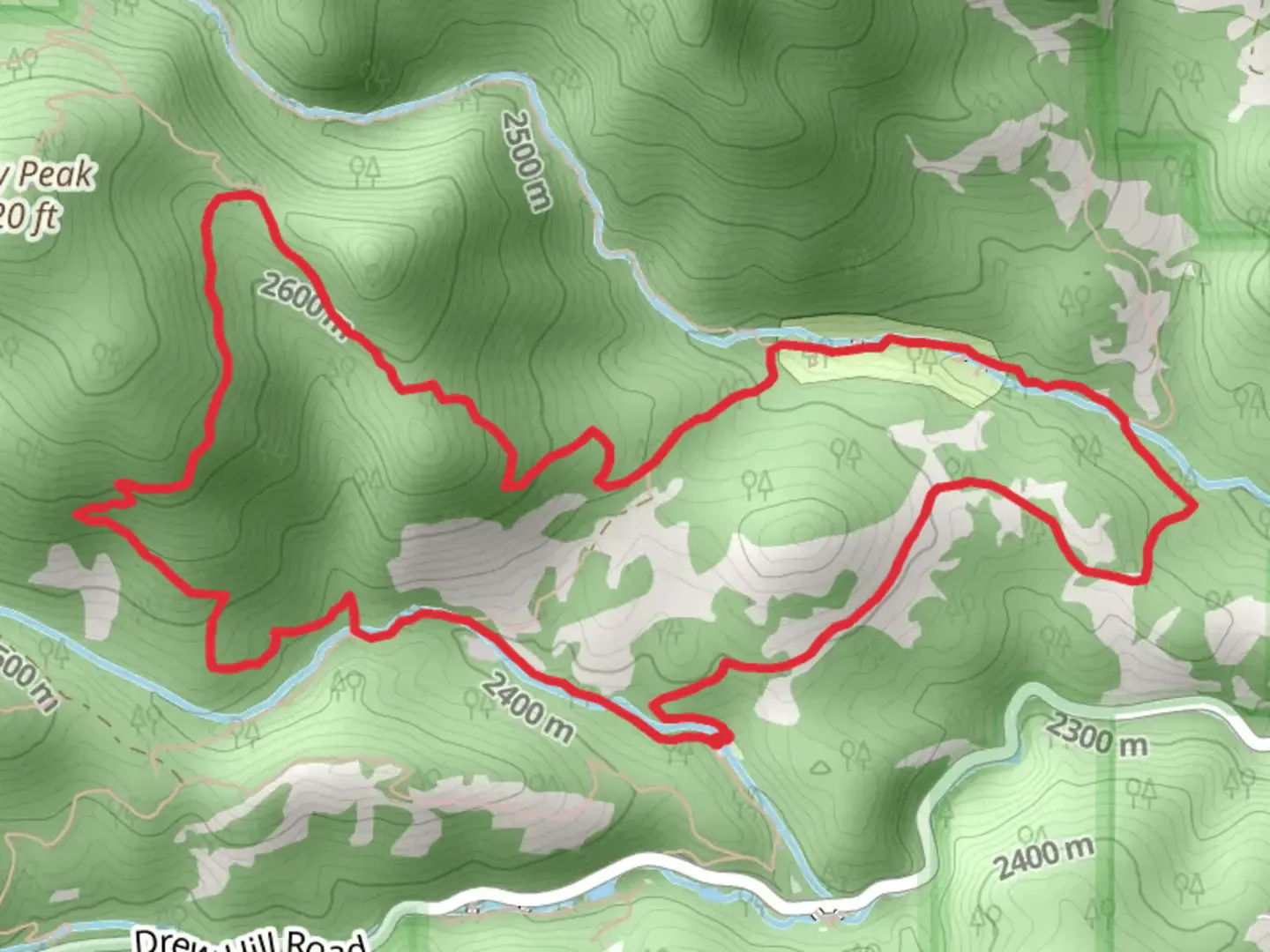 An image depicting the trail Mountain Lion Trail and Burro Trail Loop and its surrounding area.