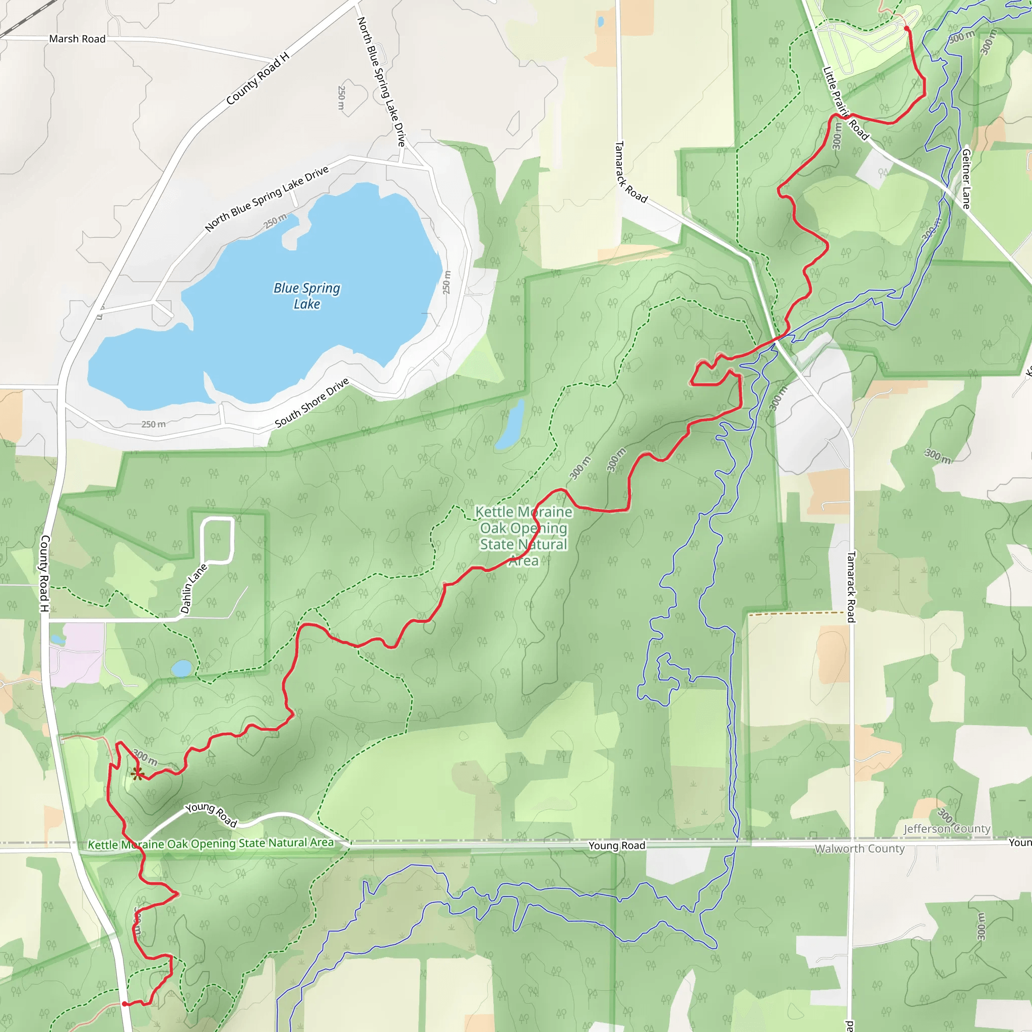 Ice Age Trail from Little Prairie Road mobile static map