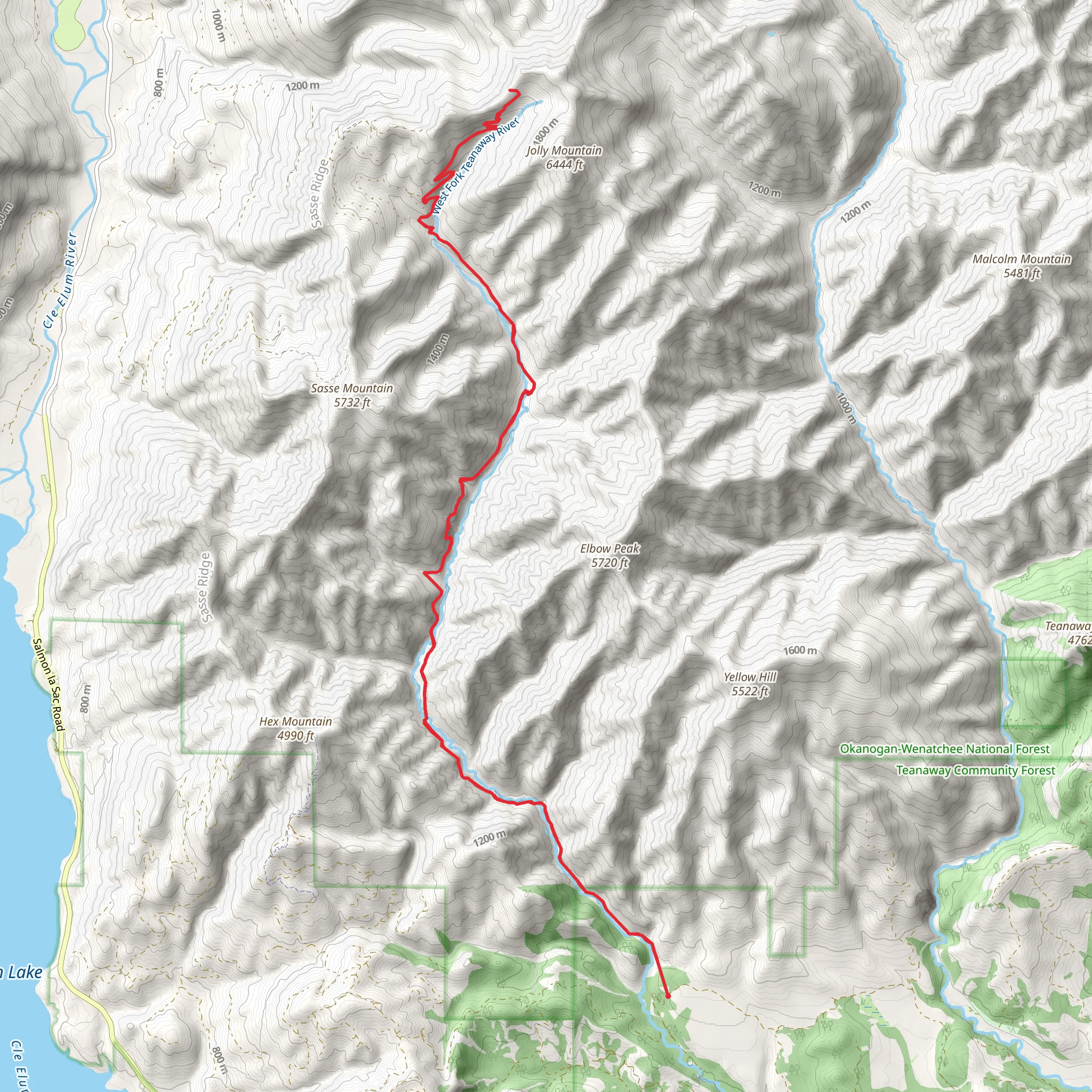 West Fork Teanaway Trail mobile static map