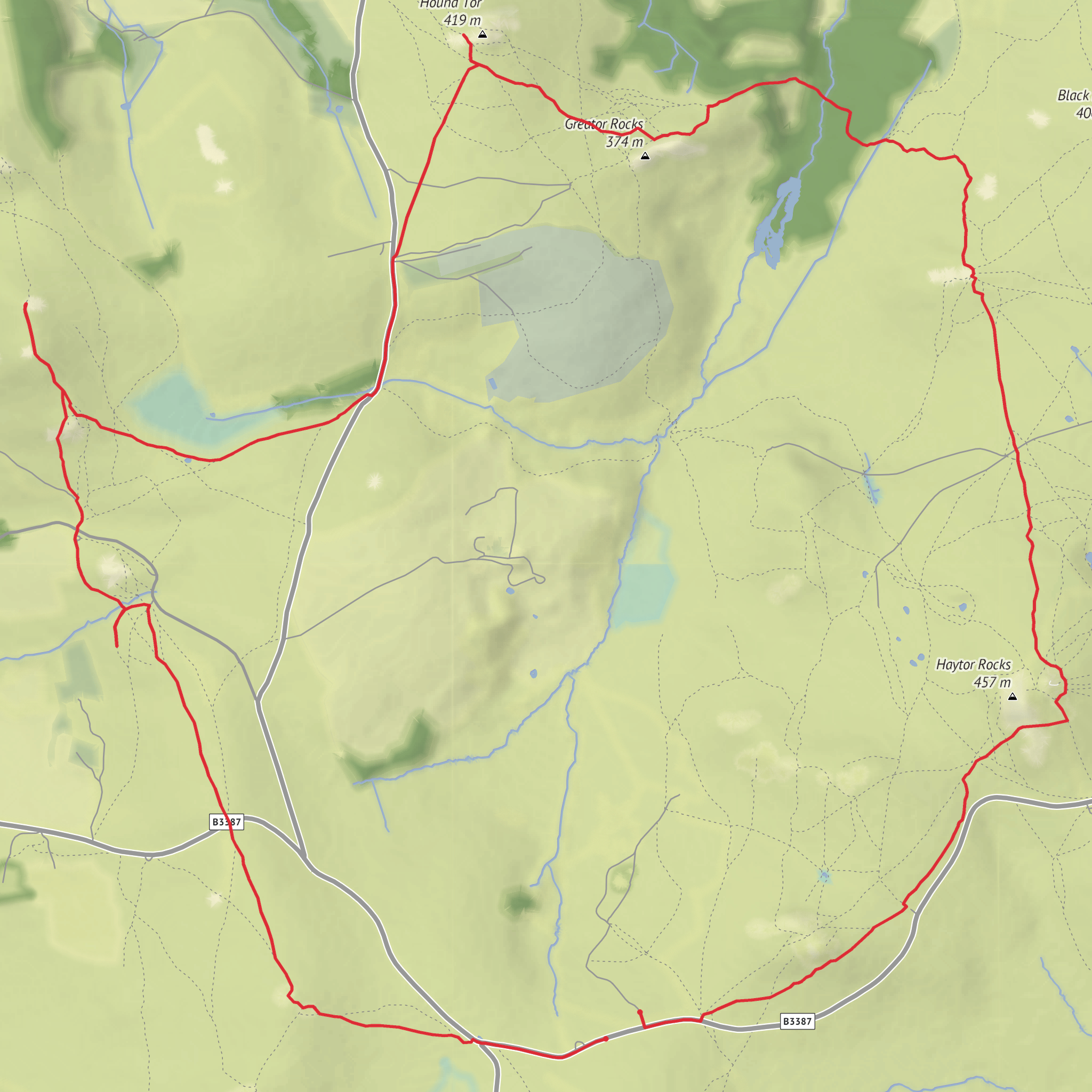Haytor Loop mobile static map