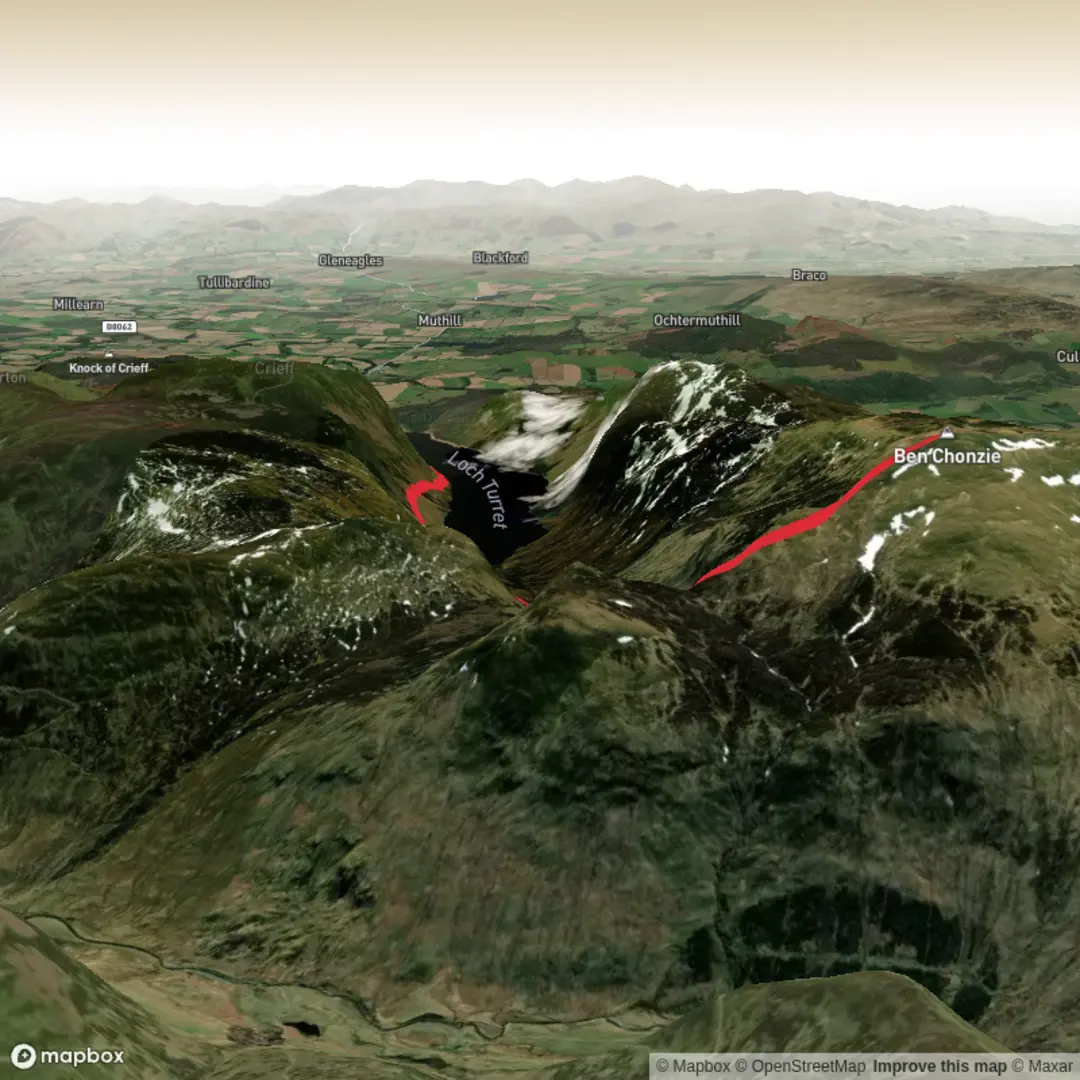 An image depicting the trail Ben Chonzie and its surrounding area.