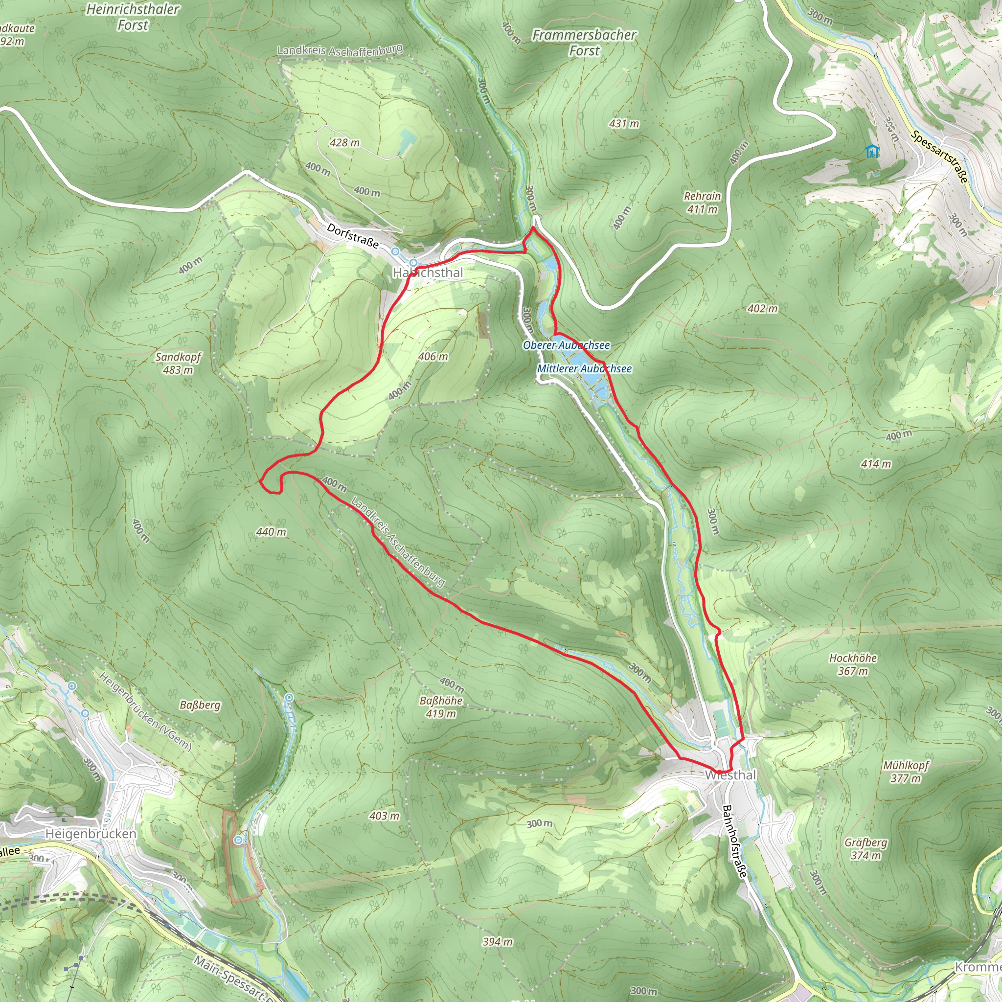 Habichsthal to Wiesthal Loop via Heinrichsthaler Forst mobile static map