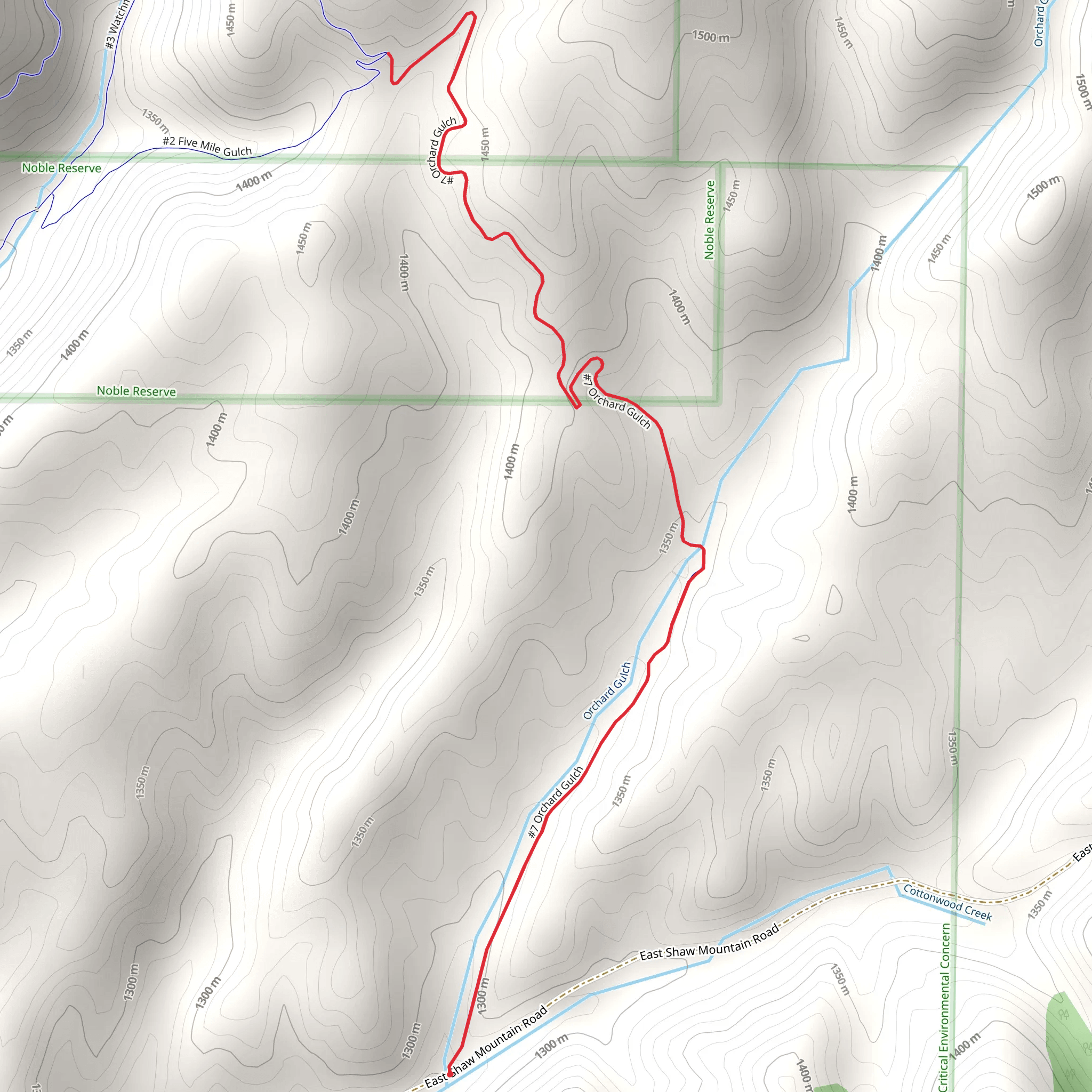 Orchard Gulch Out and Back mobile static map