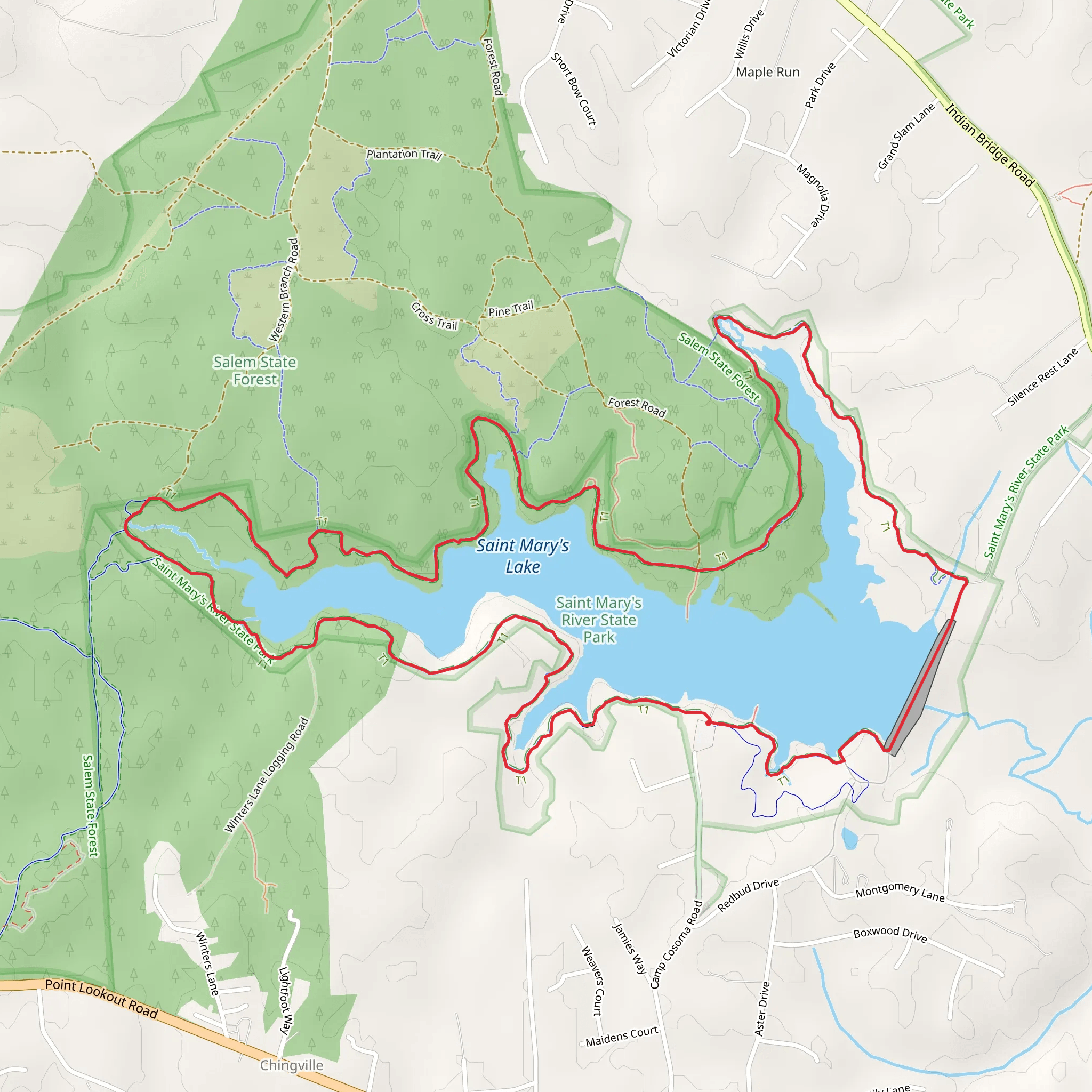 Saint Mary's Lake Loop Trail mobile static map