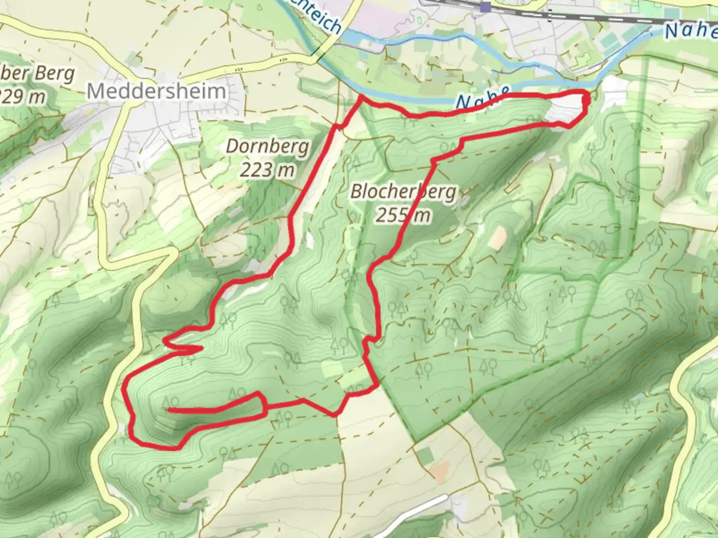 An image depicting the trail Hottenbachweg and Blocherberg Loop and its surrounding area.