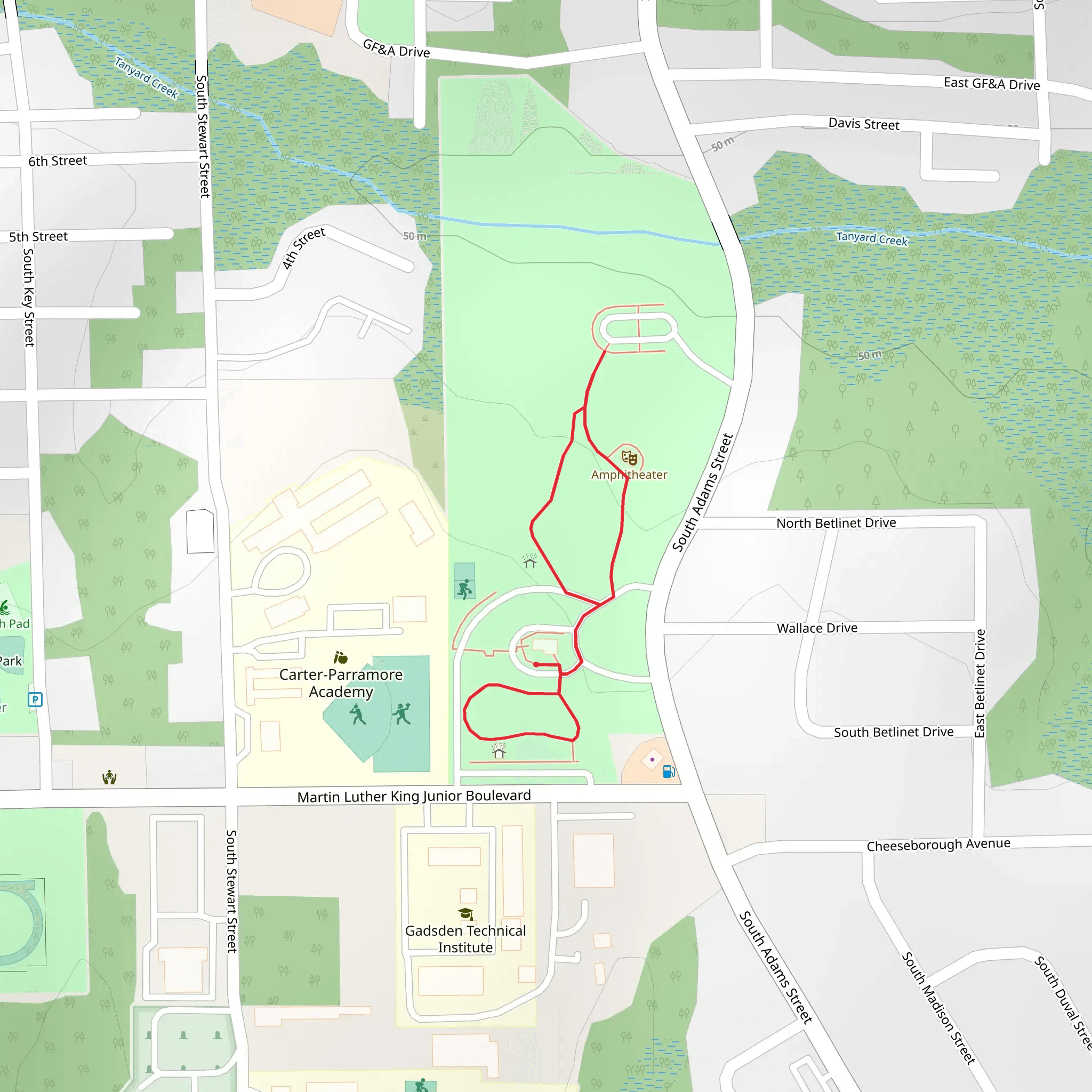 Tanyard Creek Park Loop mobile static map