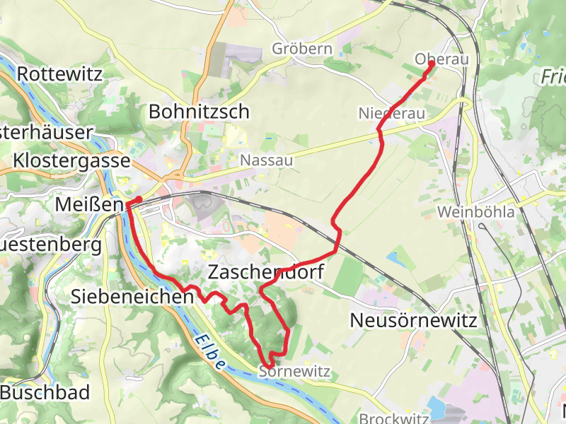 Oberau to Meissen via Boselweg and Rautenbergweg