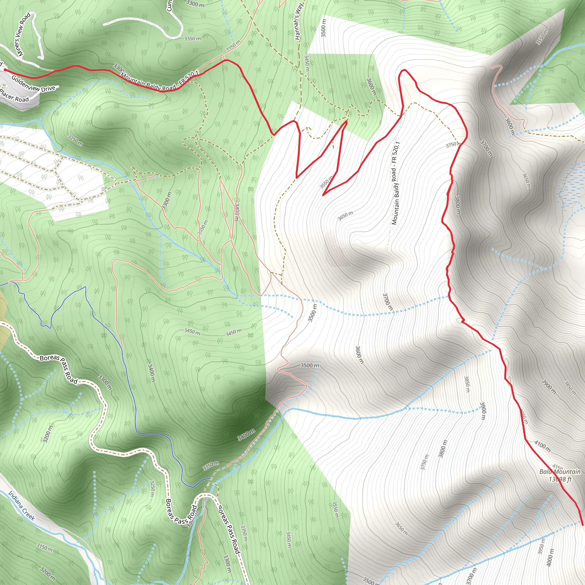 Bald Mountain Trail - Baldy Road mobile static map
