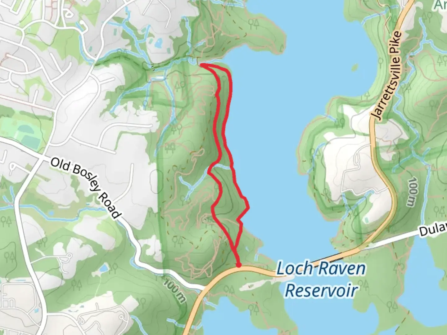An image depicting the trail Shore and Merryman's Mill Loop Trail - SHort and its surrounding area.