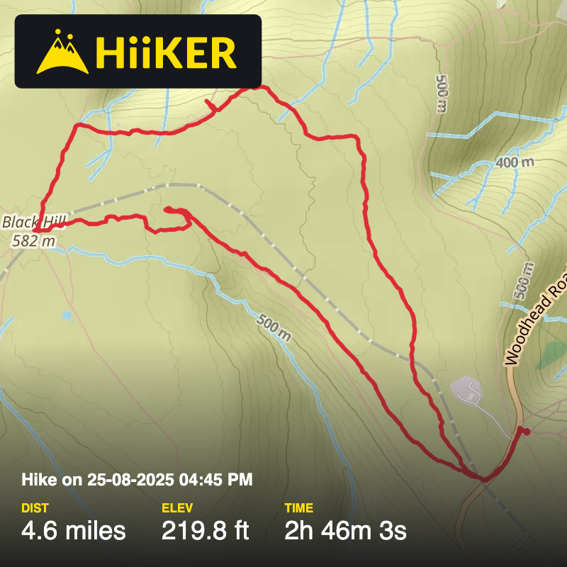 A map preview of the recording Hike on 25-08-2025 04:45 PM.