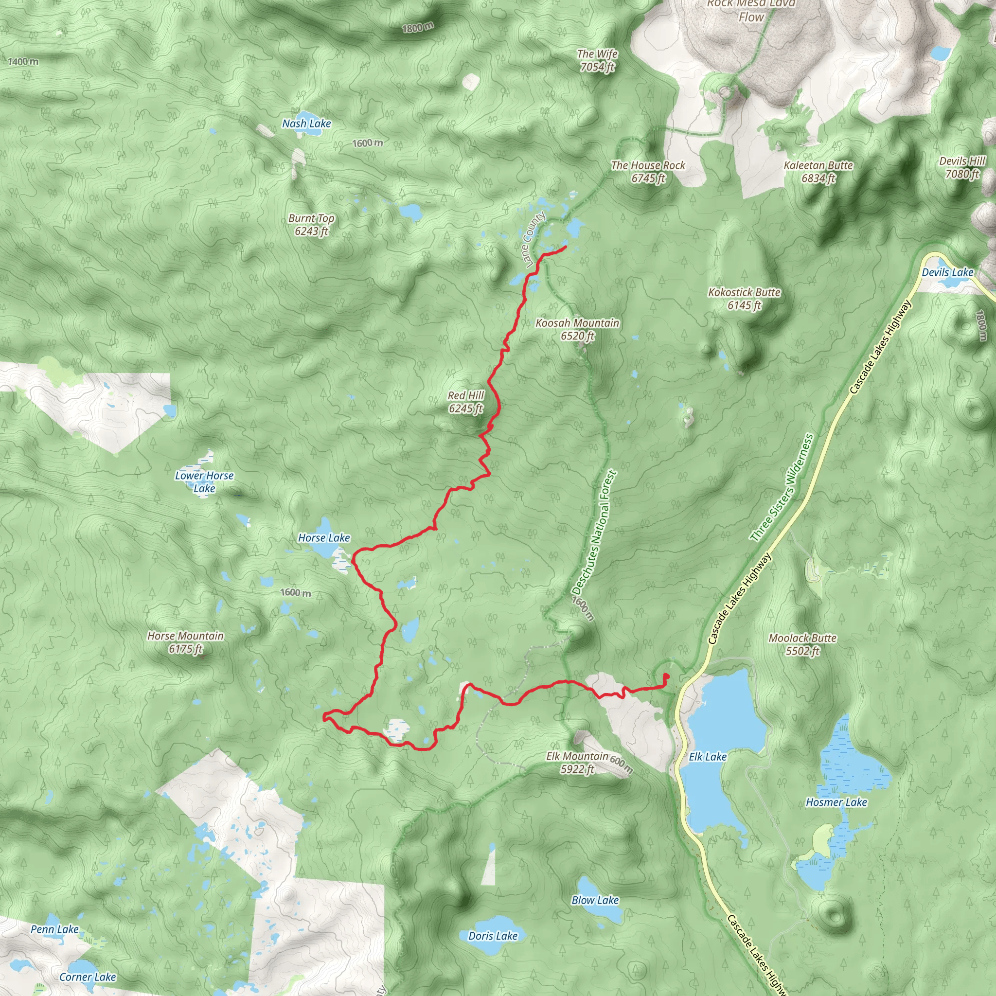 Red Hill via Island Meadow Trail and Pacific Crest Trail mobile static map