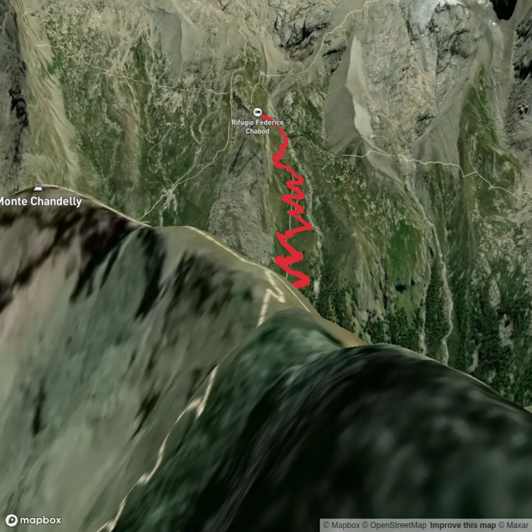 An image depicting the trail Grand Paradiso - Valley floor to Hut and its surrounding area.