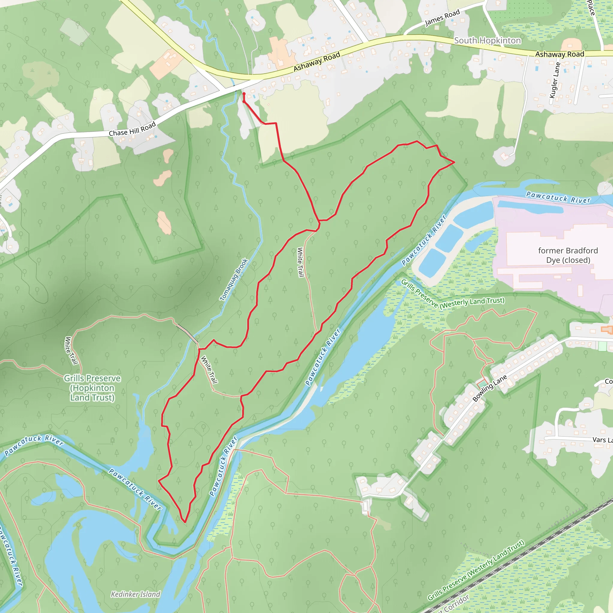 White Trail, Pawacatuck River Loop mobile static map