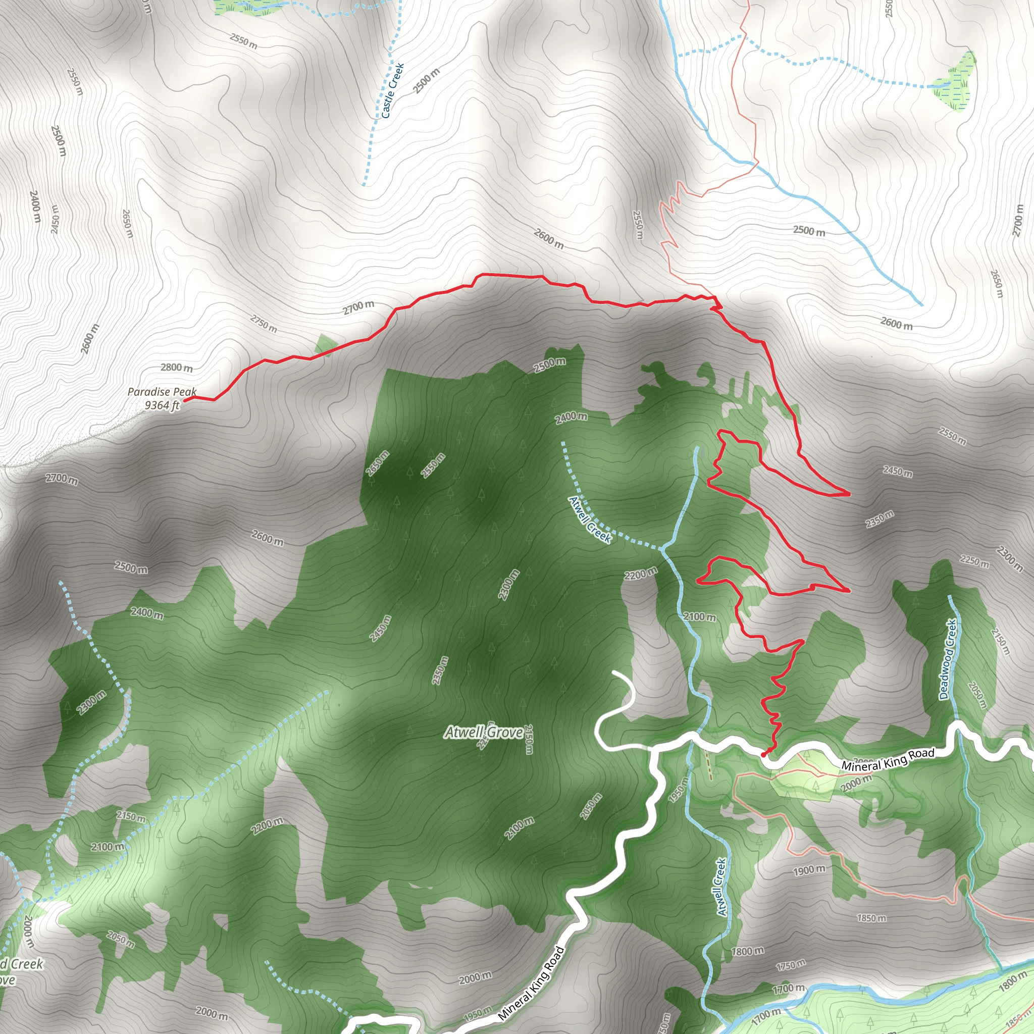 Paradise Peak via Paradise Trail mobile static map