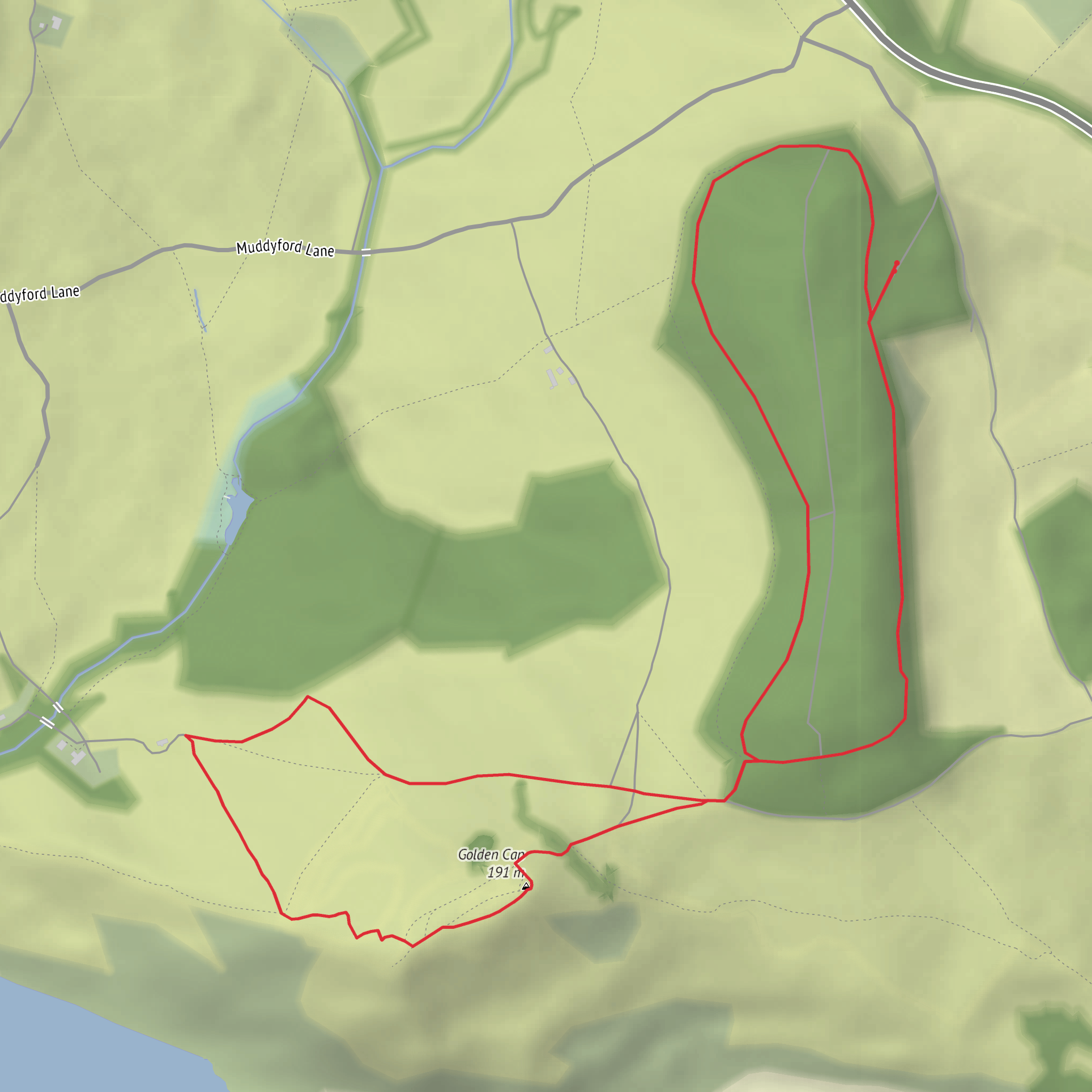Langdon Hill and Golden Cap Loop mobile static map