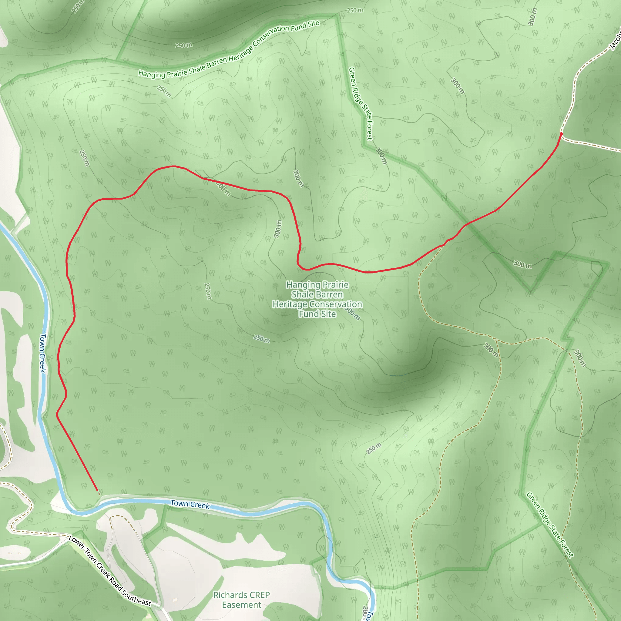 Town Creek from Jacobs Road mobile static map