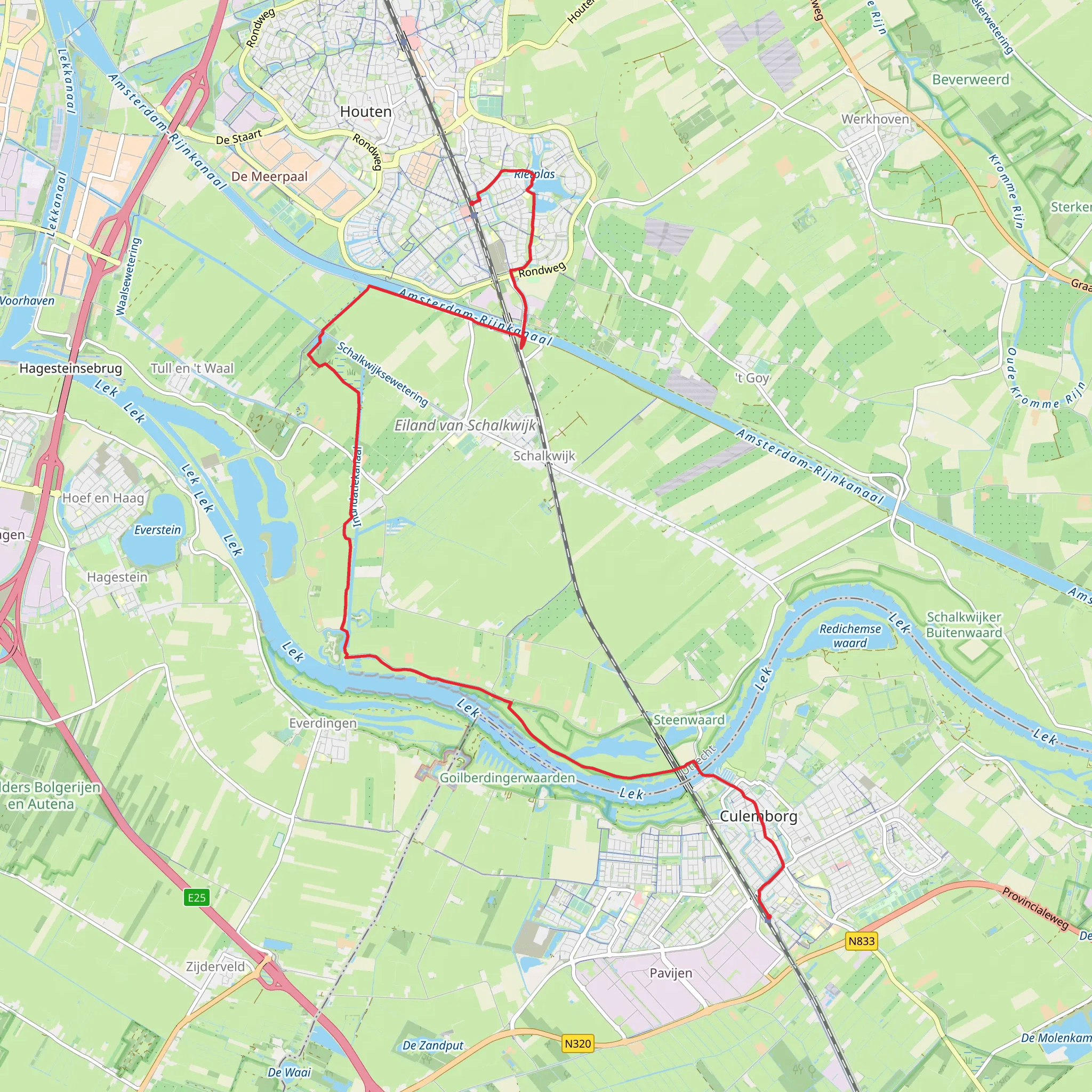 Houten to Lanxmeer via Steenwar and Jachthaven mobile static map