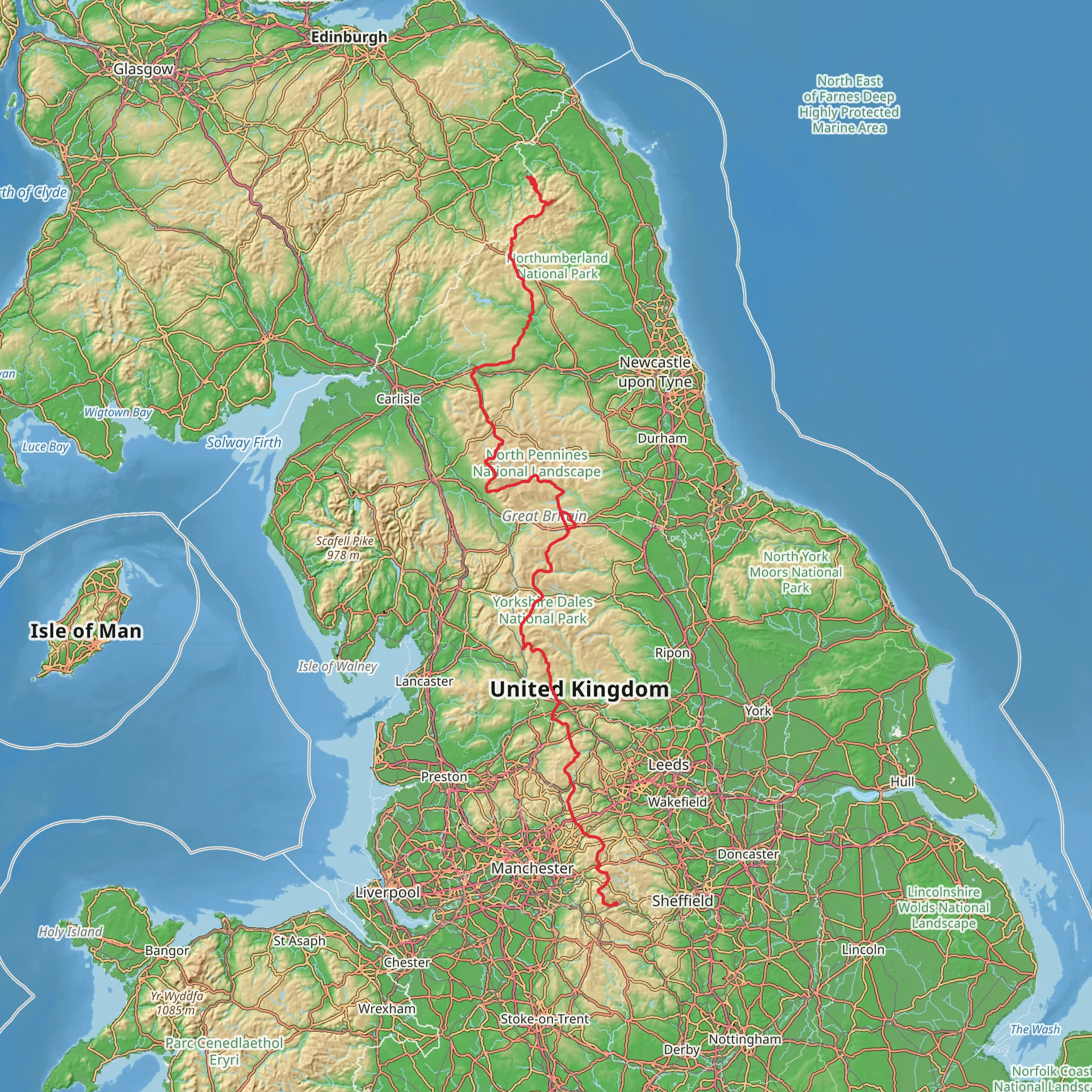 Pennine Way mobile static map