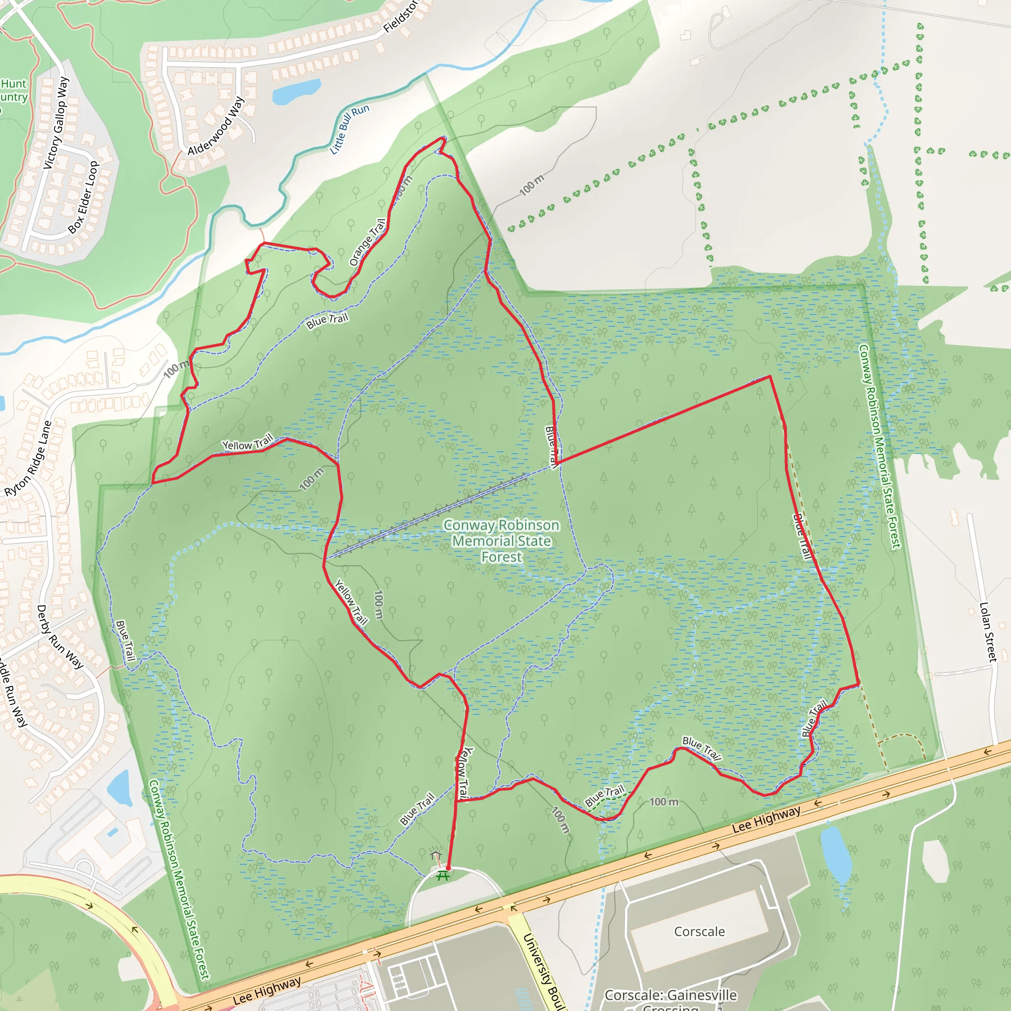 Blue and Yellow Loop Trail mobile static map