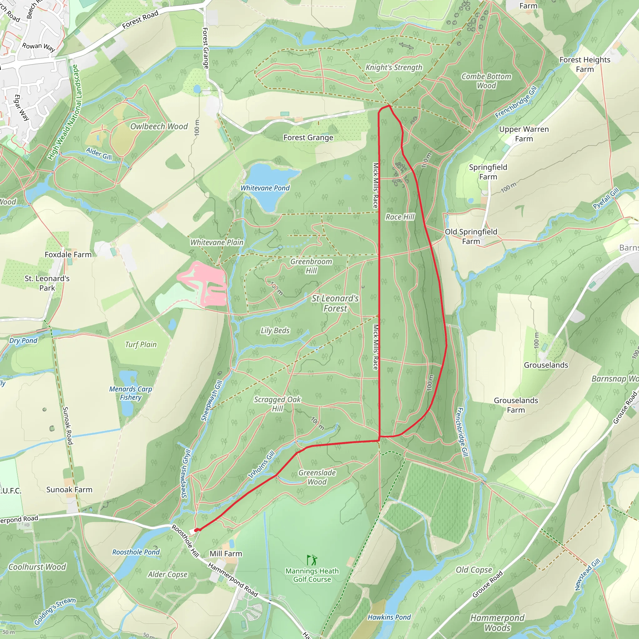 Mick's Cross to Race Hill Loop mobile static map