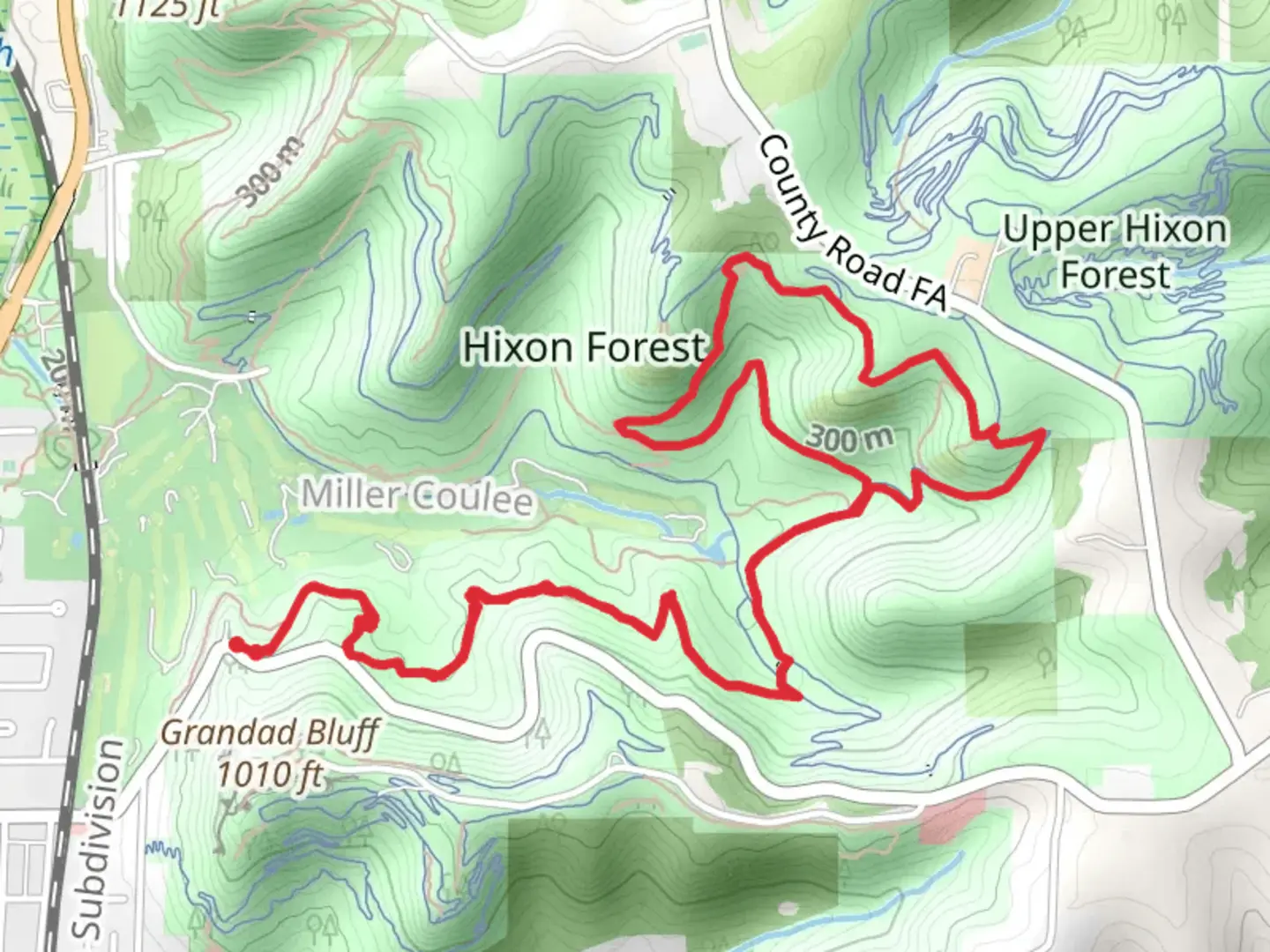 An image depicting the trail Birch and Hickory and Bicentennial Loop Trail and its surrounding area.