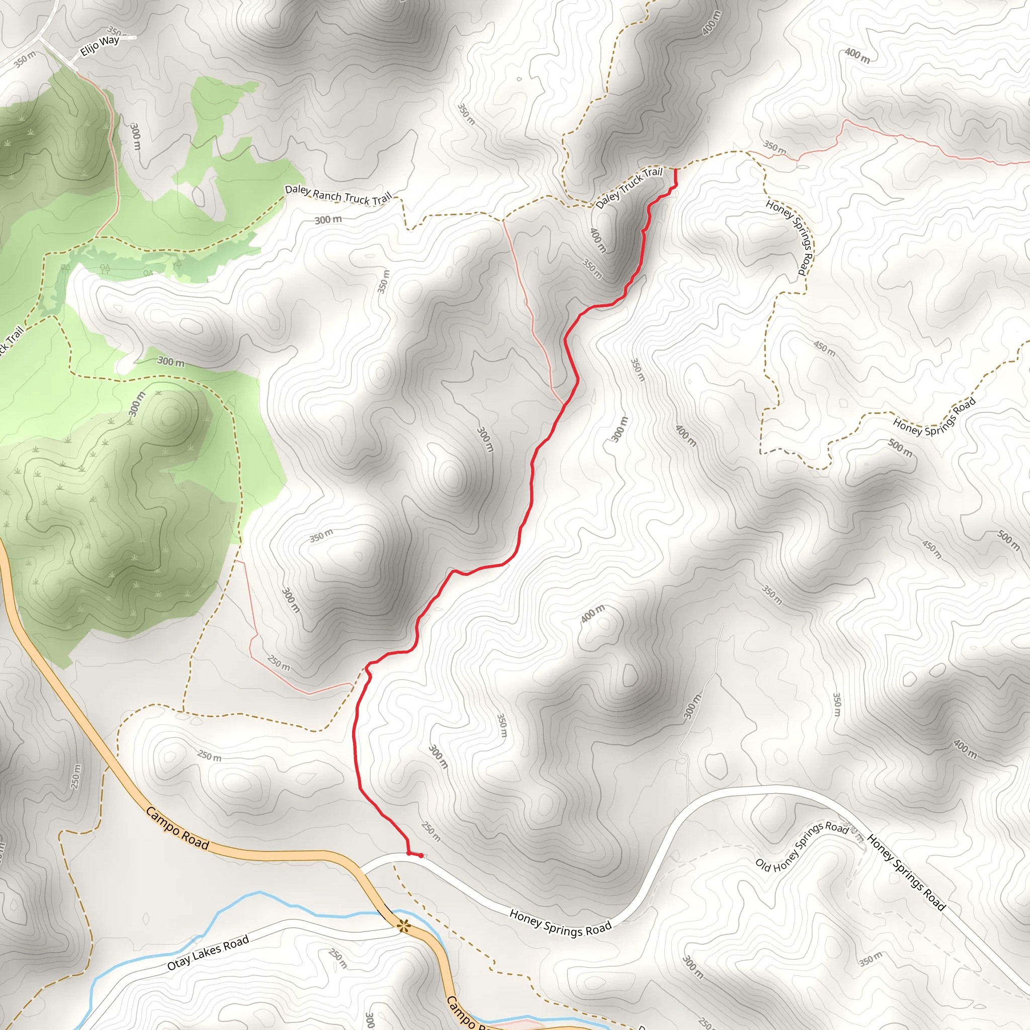 Honey Springs Trail Out and Back mobile static map
