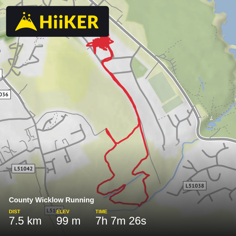 A map preview of the recording County Wicklow Running.