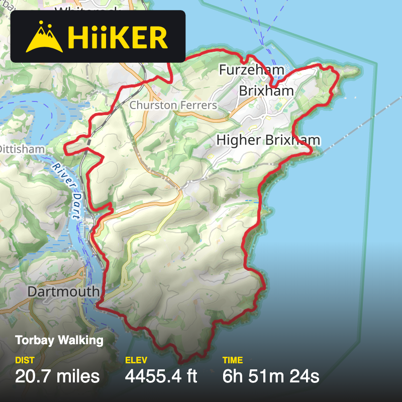 A map preview of the recording Torbay Walking.