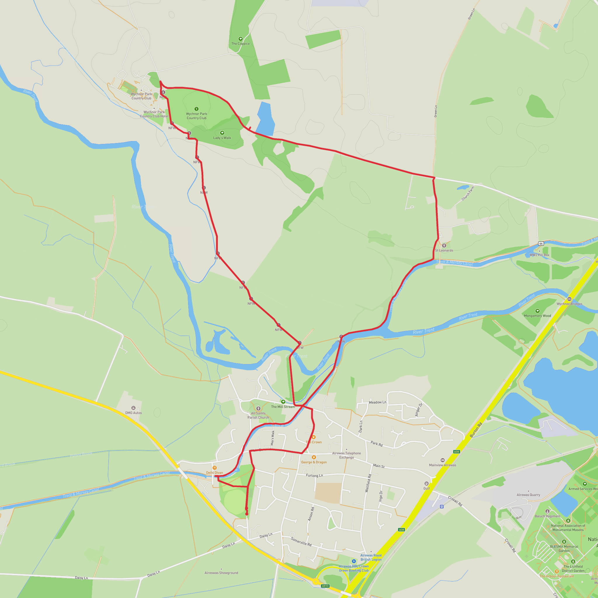Alrewas - Wychnor Circular mobile static map