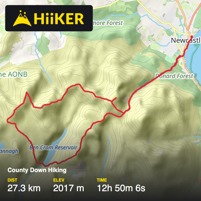 A map preview of the recording County Down Hiking.