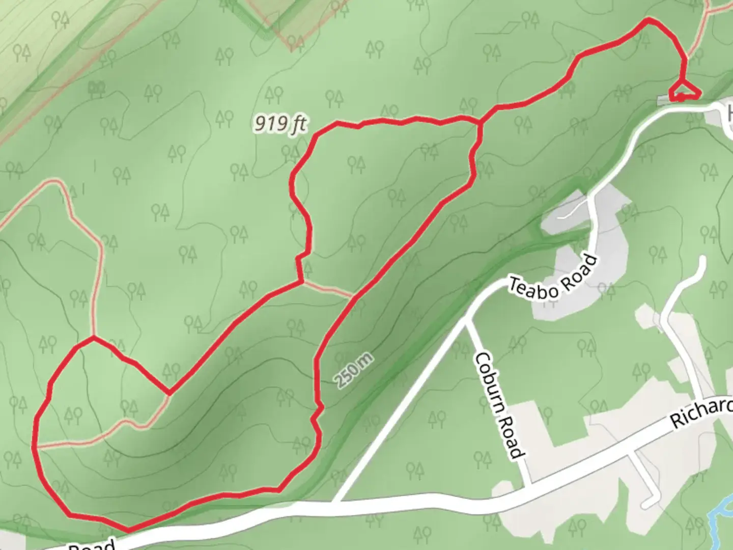 An image depicting the trail Red - Orange Loop and its surrounding area.