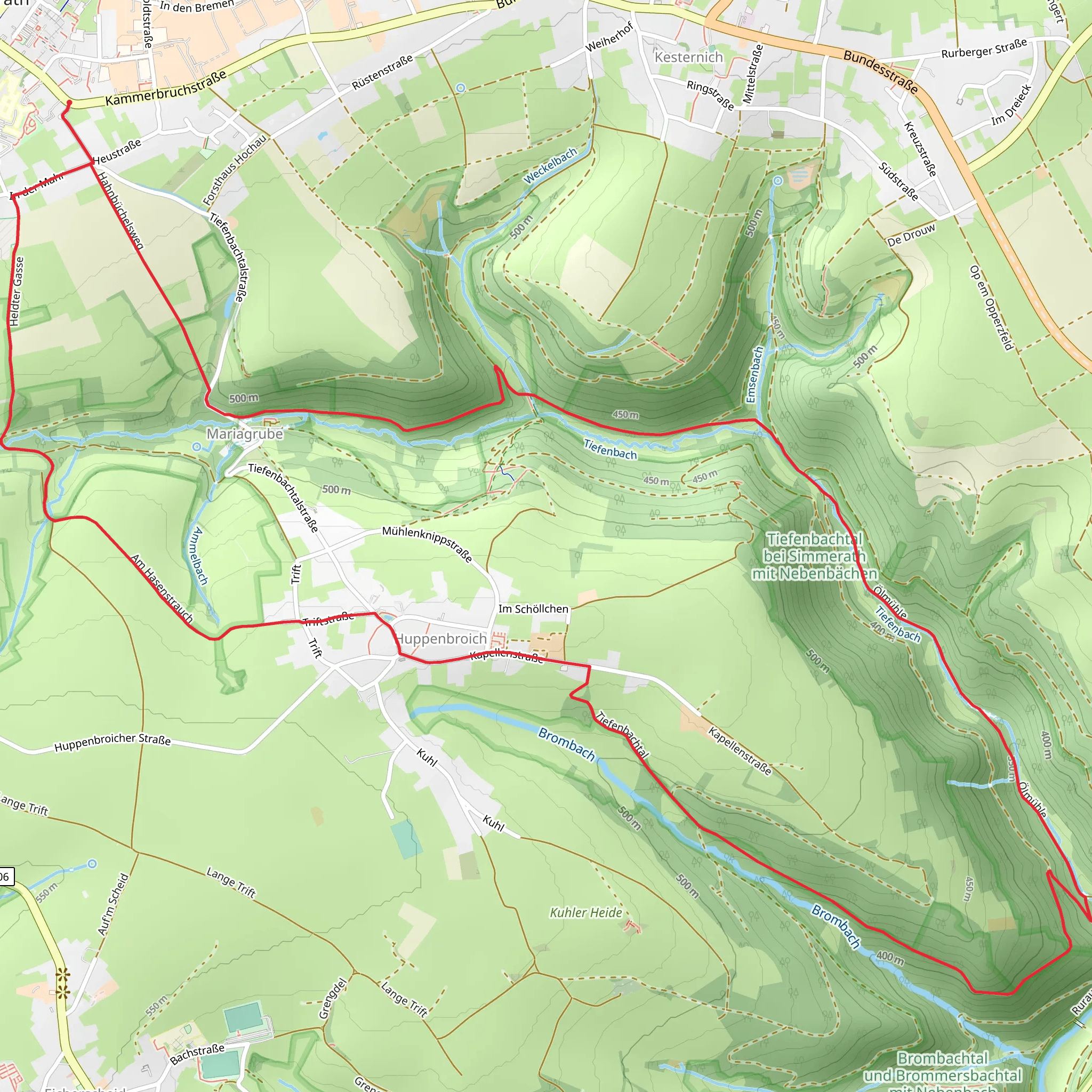 Tiefenbachtal bei Simmerath mit Nebenbächen via Matthiasweg and