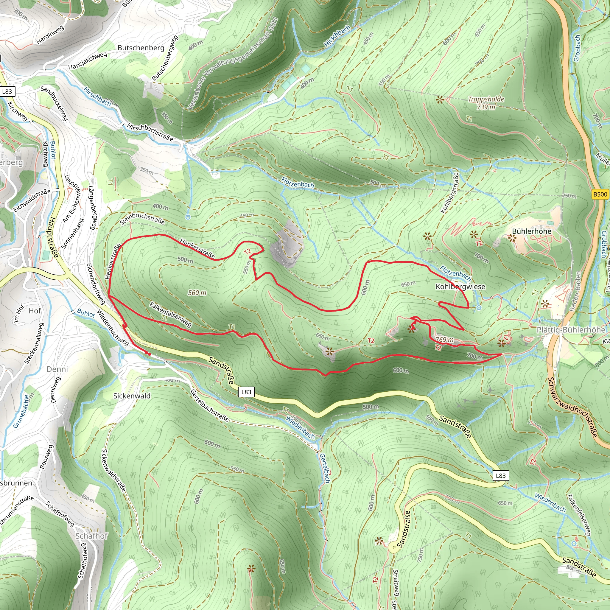 Brockenfelsen, Falkenfelsen and Granit Loop - Denni mobile static map