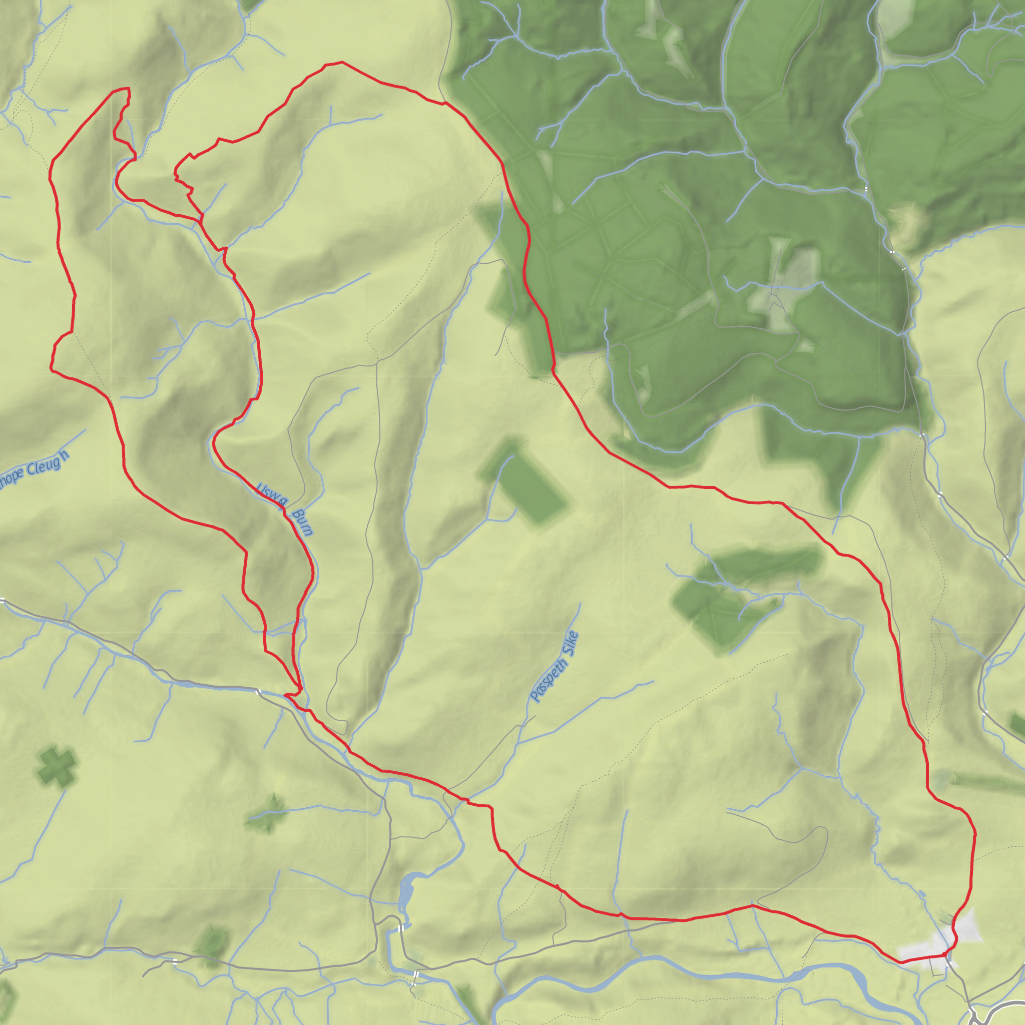 Saughy Hill and Shillhope Law Loop mobile static map