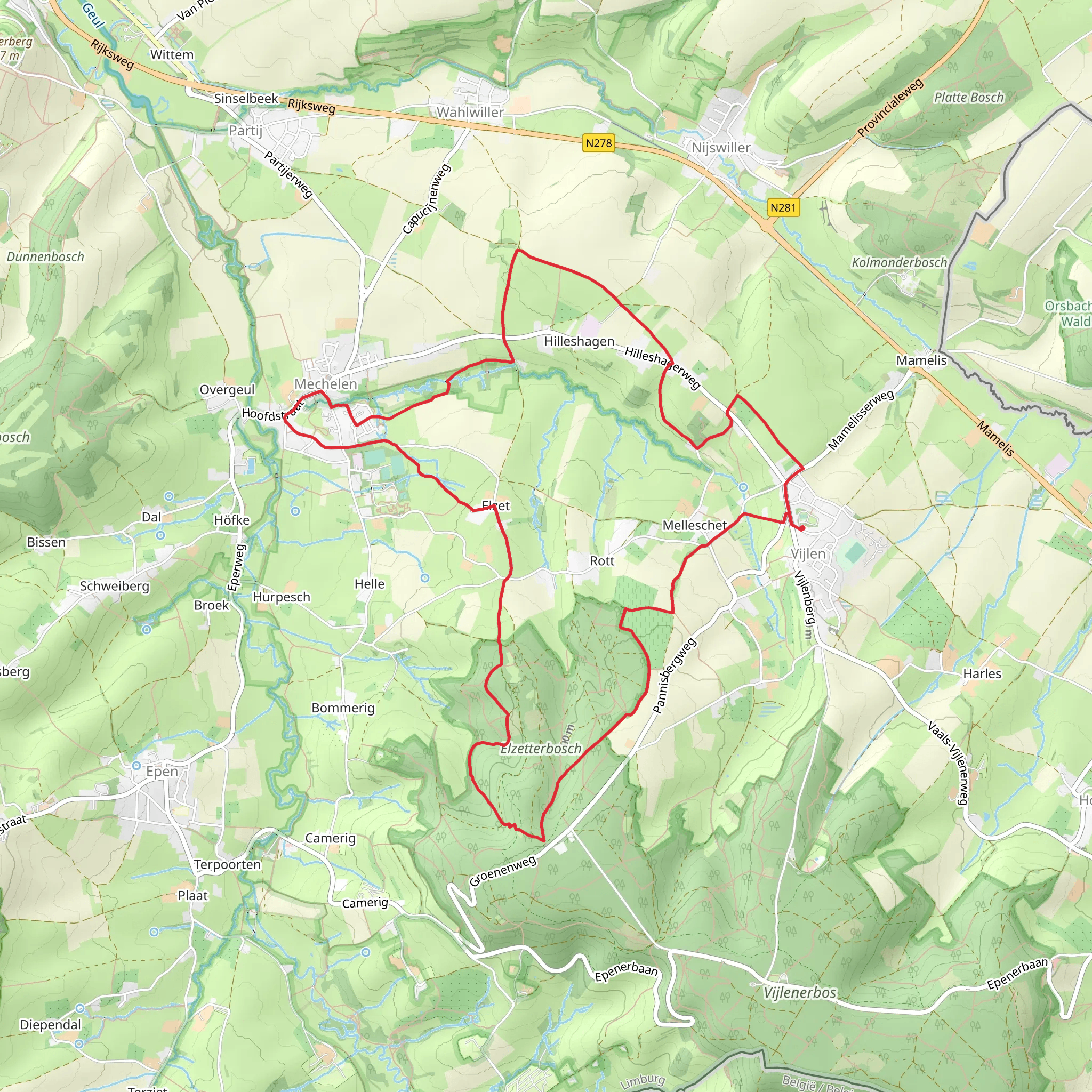 Elzetterbosch and Hilleshagen Loop mobile static map